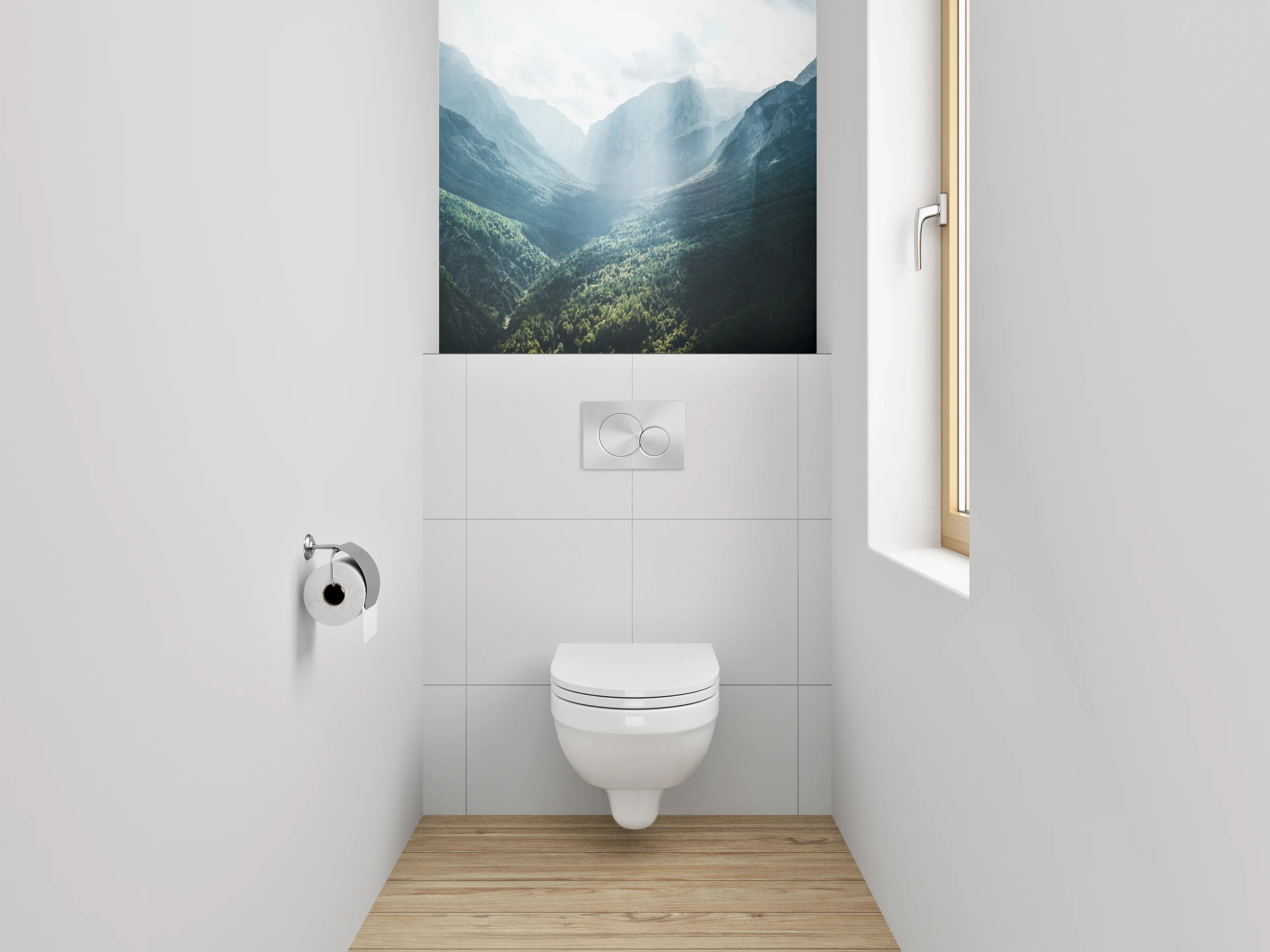 WC-Rückwand - Majestätische Berglandschaft Morgensonne Panorama