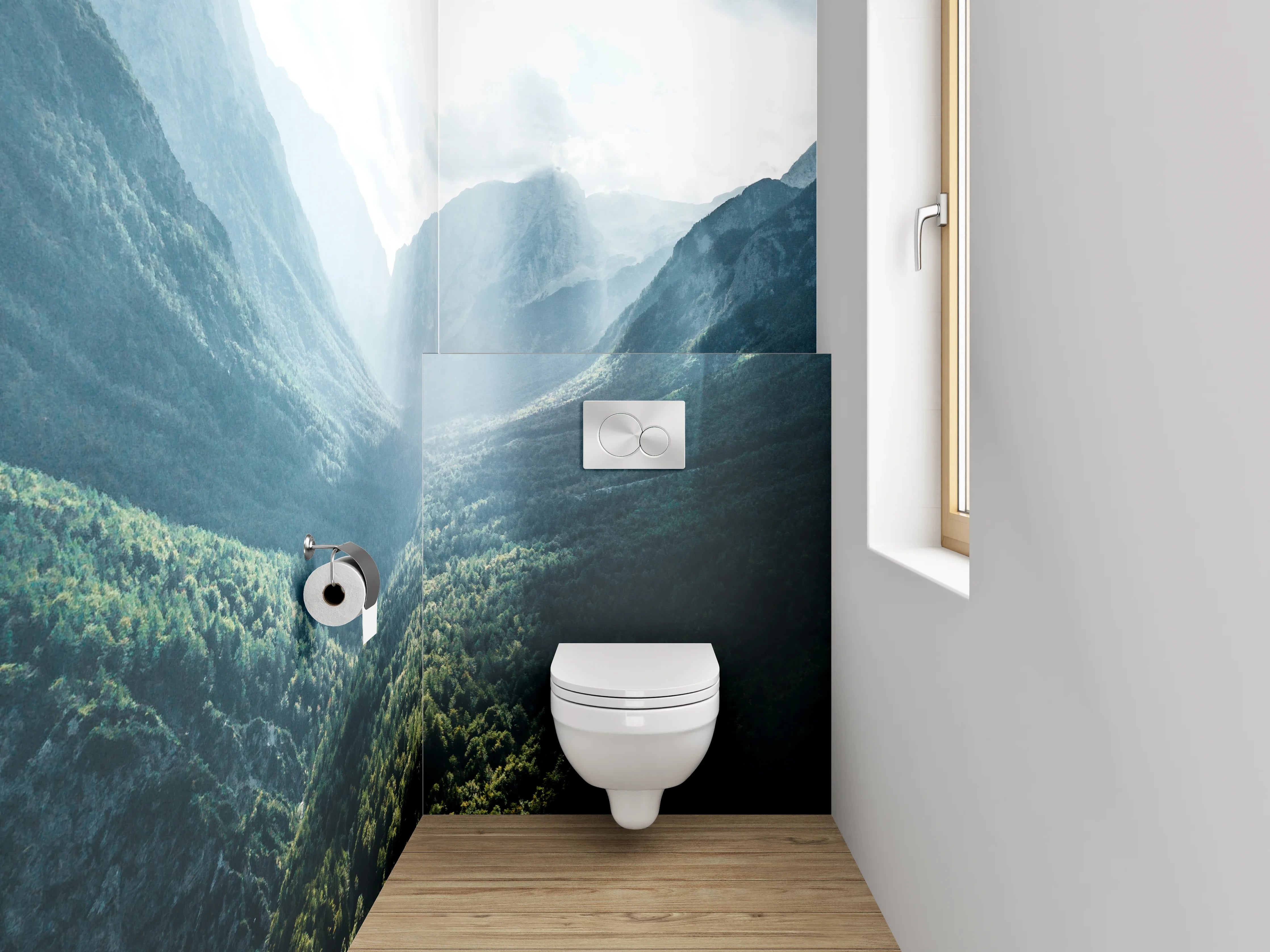 WC-Rückwand - Majestätische Berglandschaft Morgensonne Panorama