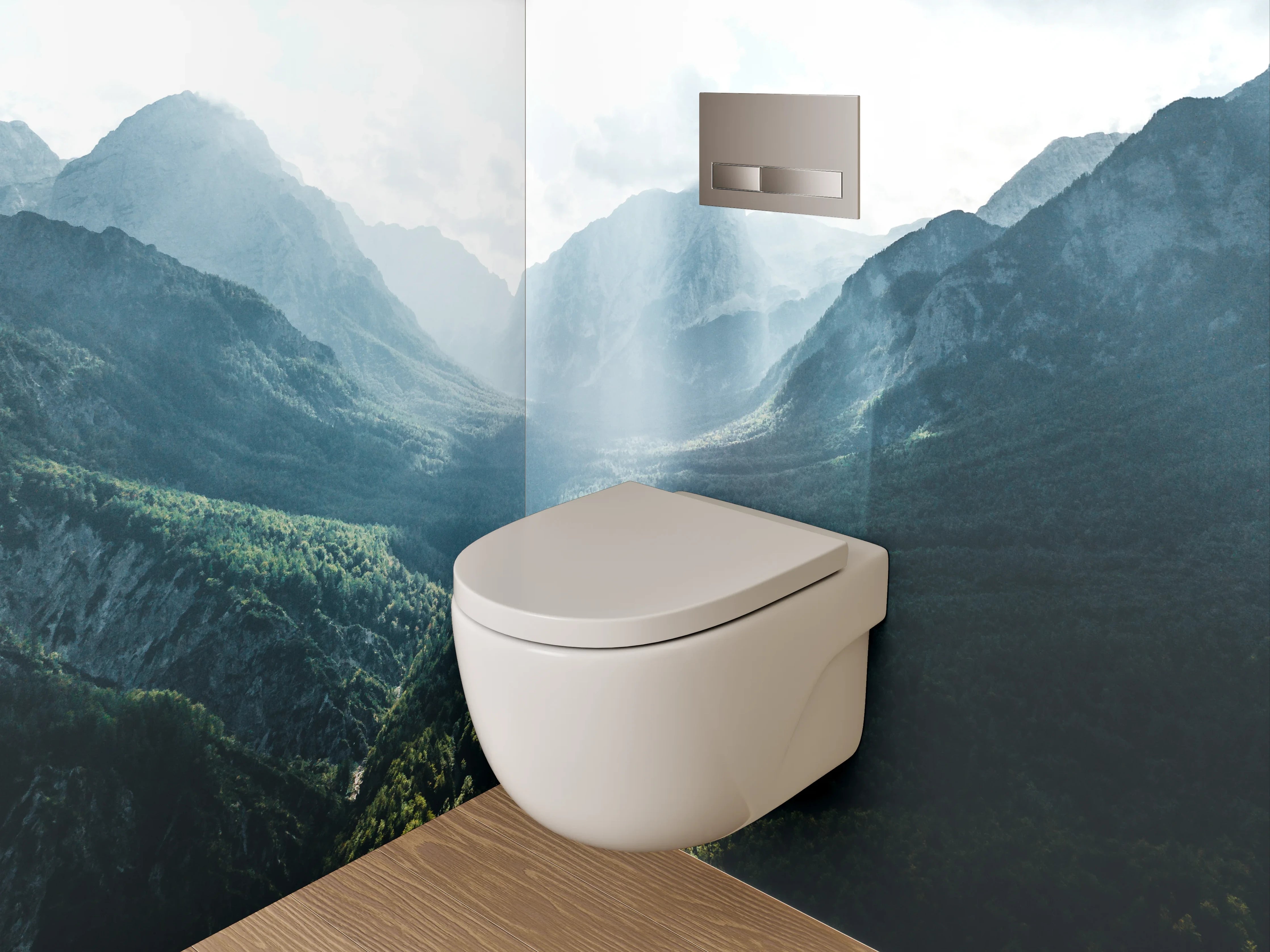 WC-Rückwand - Majestätische Berglandschaft Morgensonne Panorama