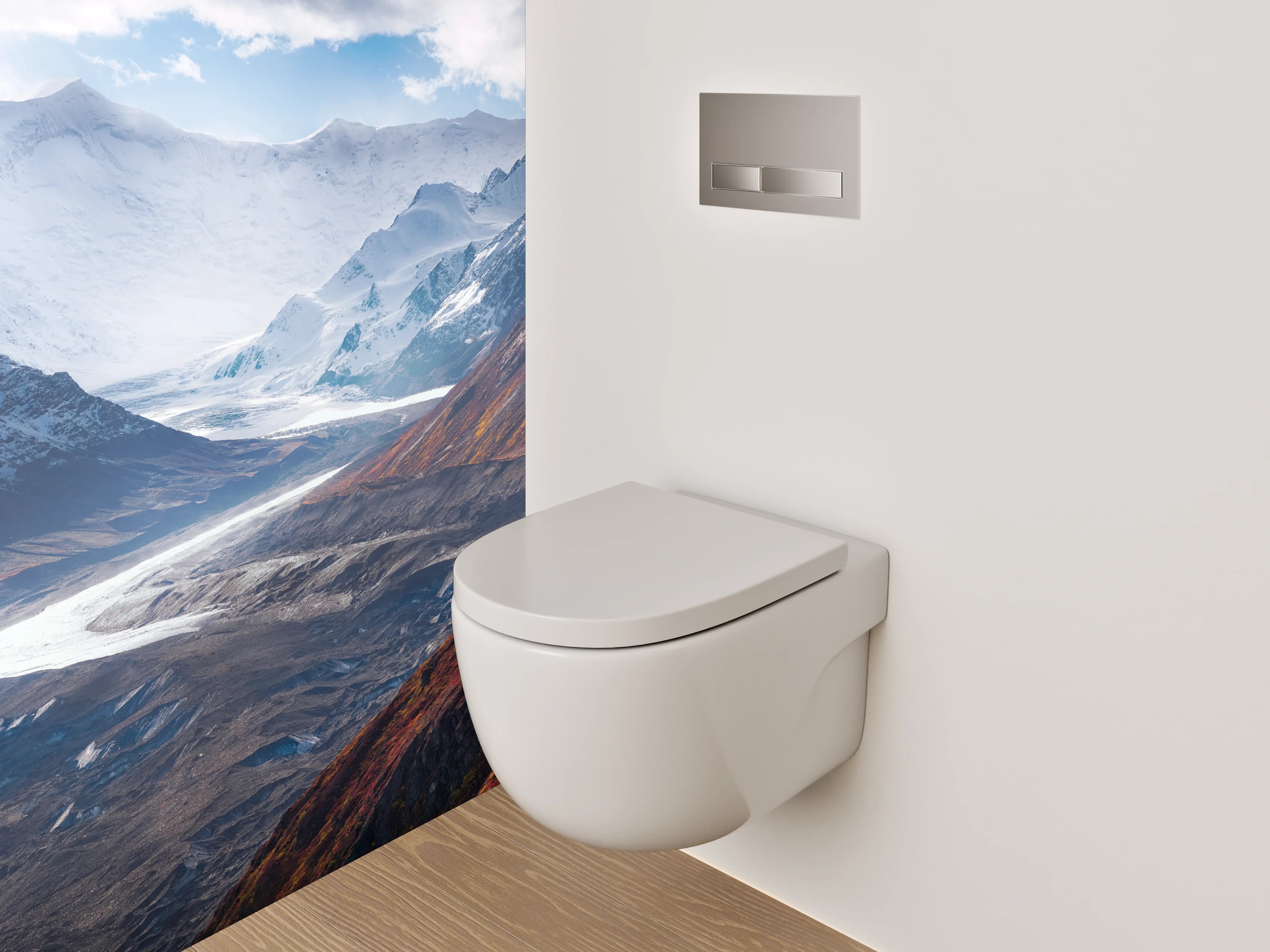 WC-Rückwand - Majestätische Berglandschaft mit Gletscherfluss