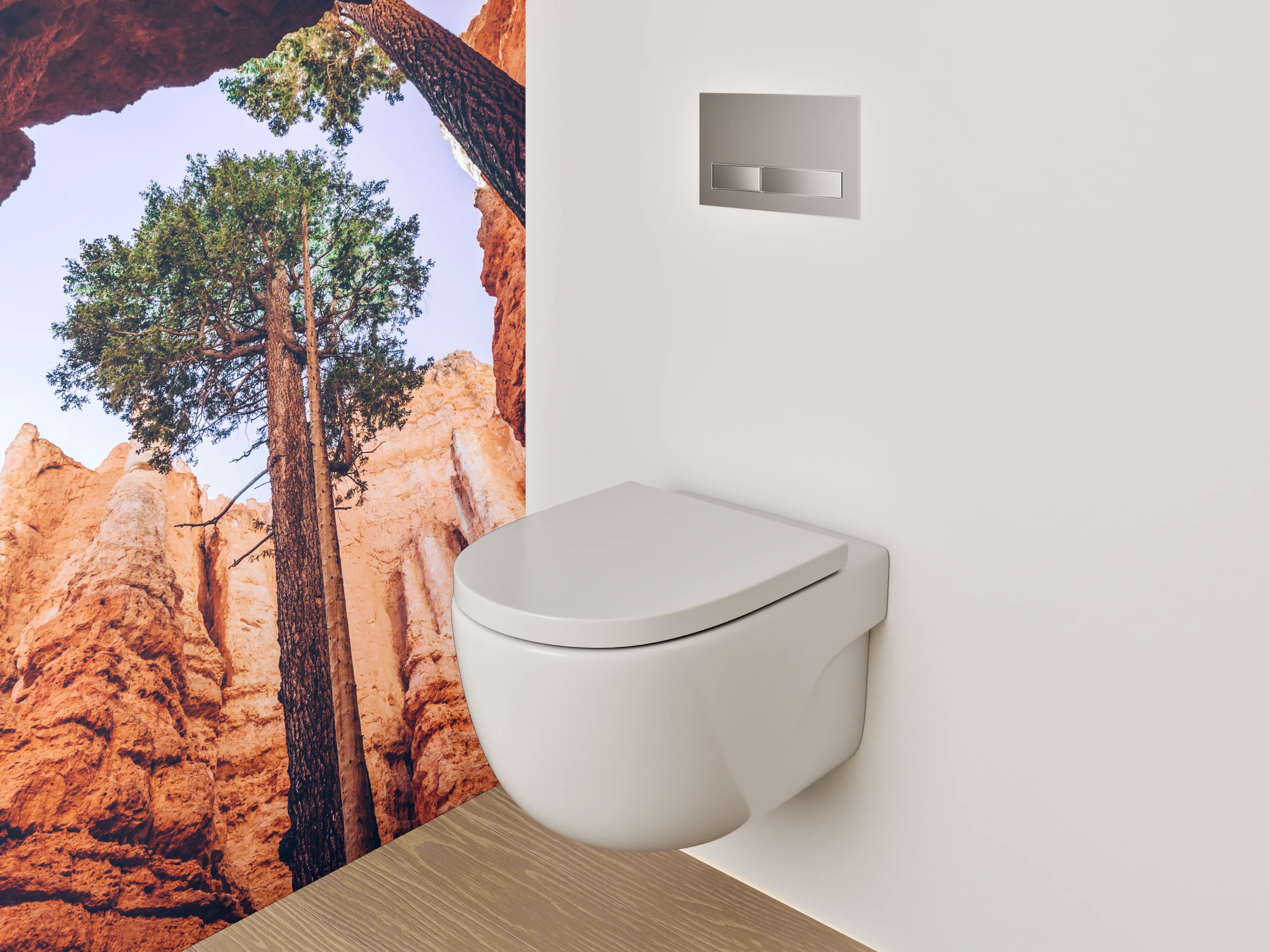 WC-Rückwand - Majestätische Felsen und Bäume Fotomotiv