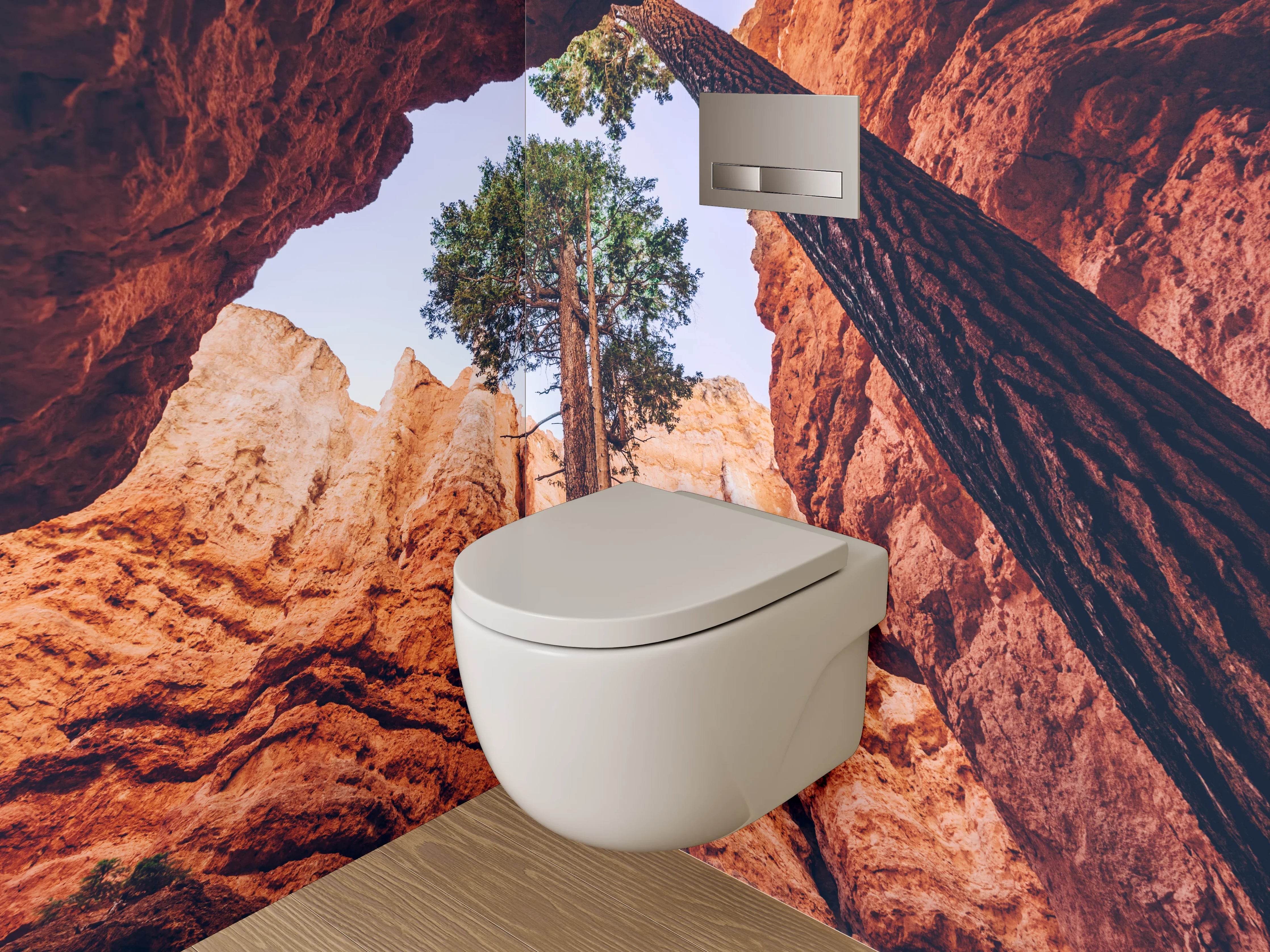 WC-Rückwand - Majestätische Felsen und Bäume Fotomotiv