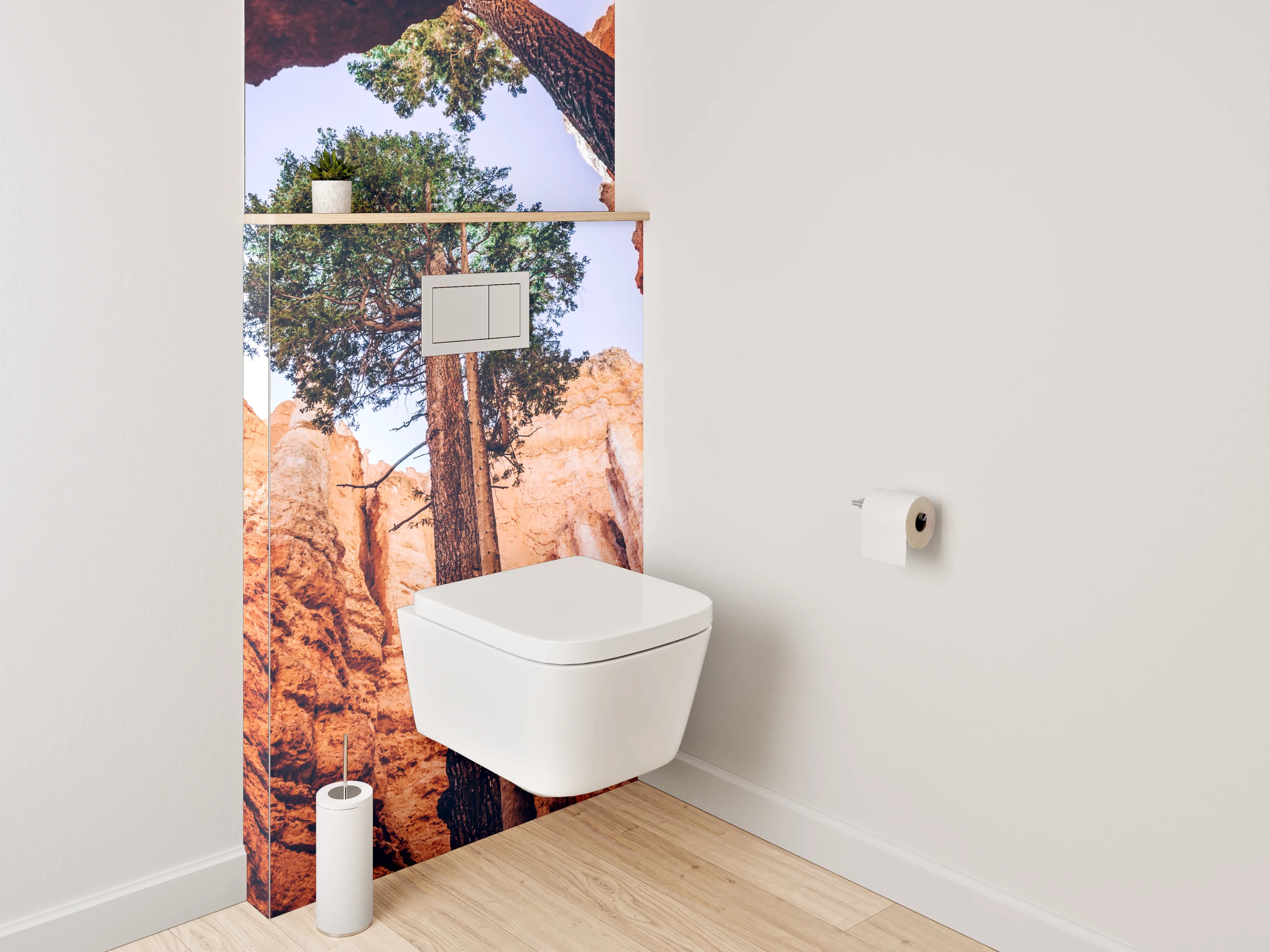 WC-Rückwand - Majestätische Felsen und Bäume Fotomotiv