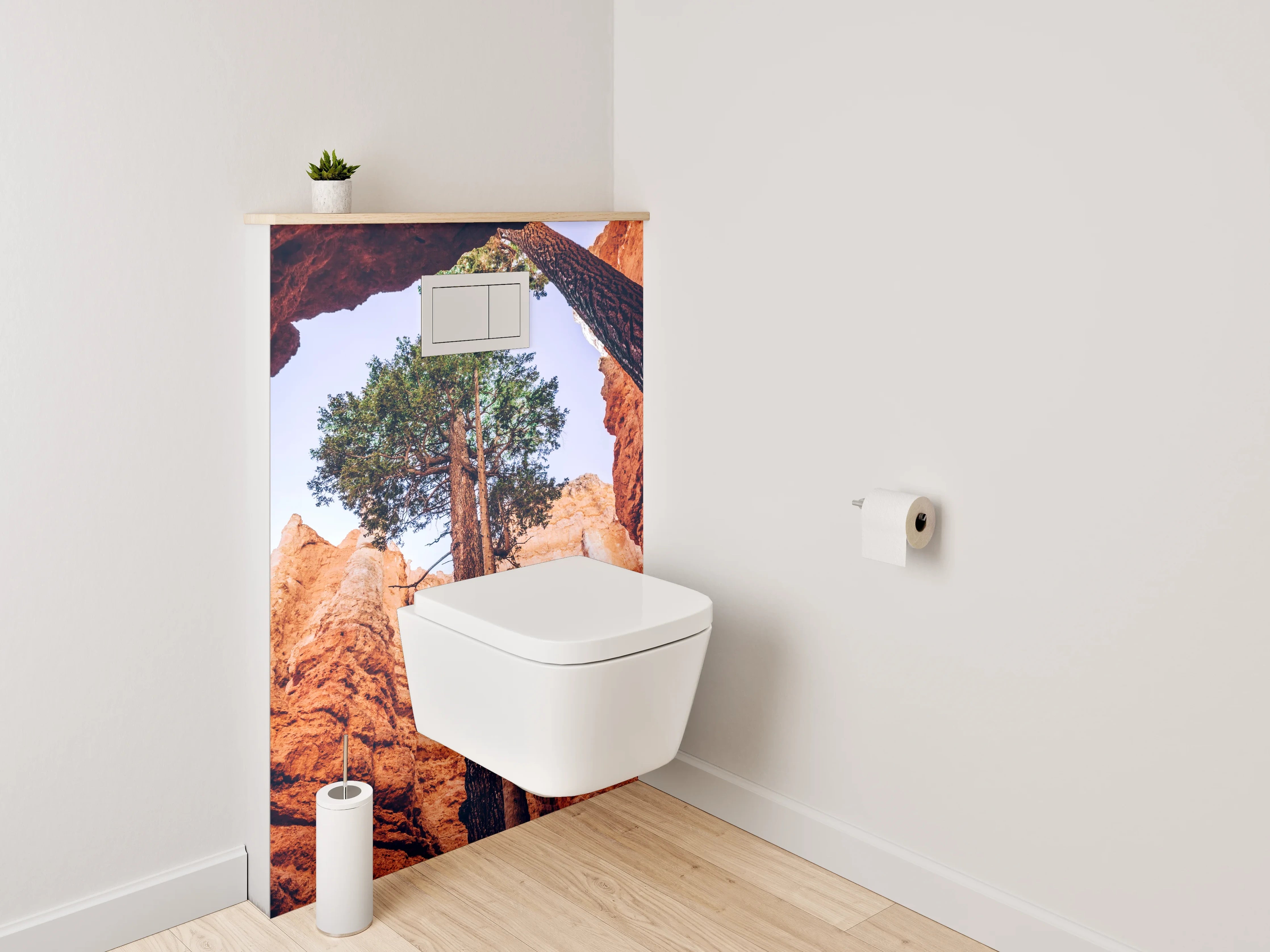 WC-Rückwand - Majestätische Felsen und Bäume Fotomotiv