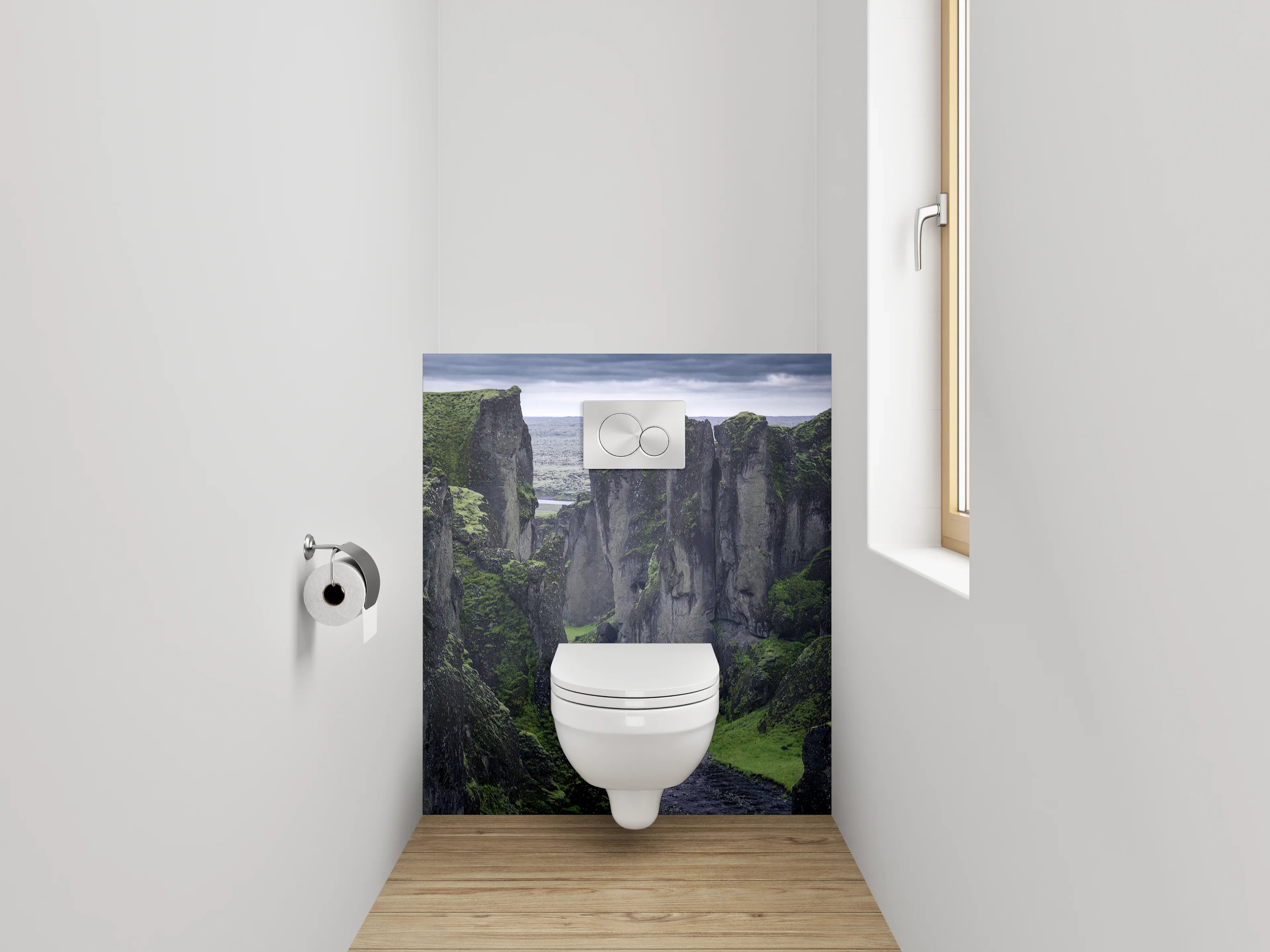 WC-Rückwand - Majestätische Schlucht mit Fluss