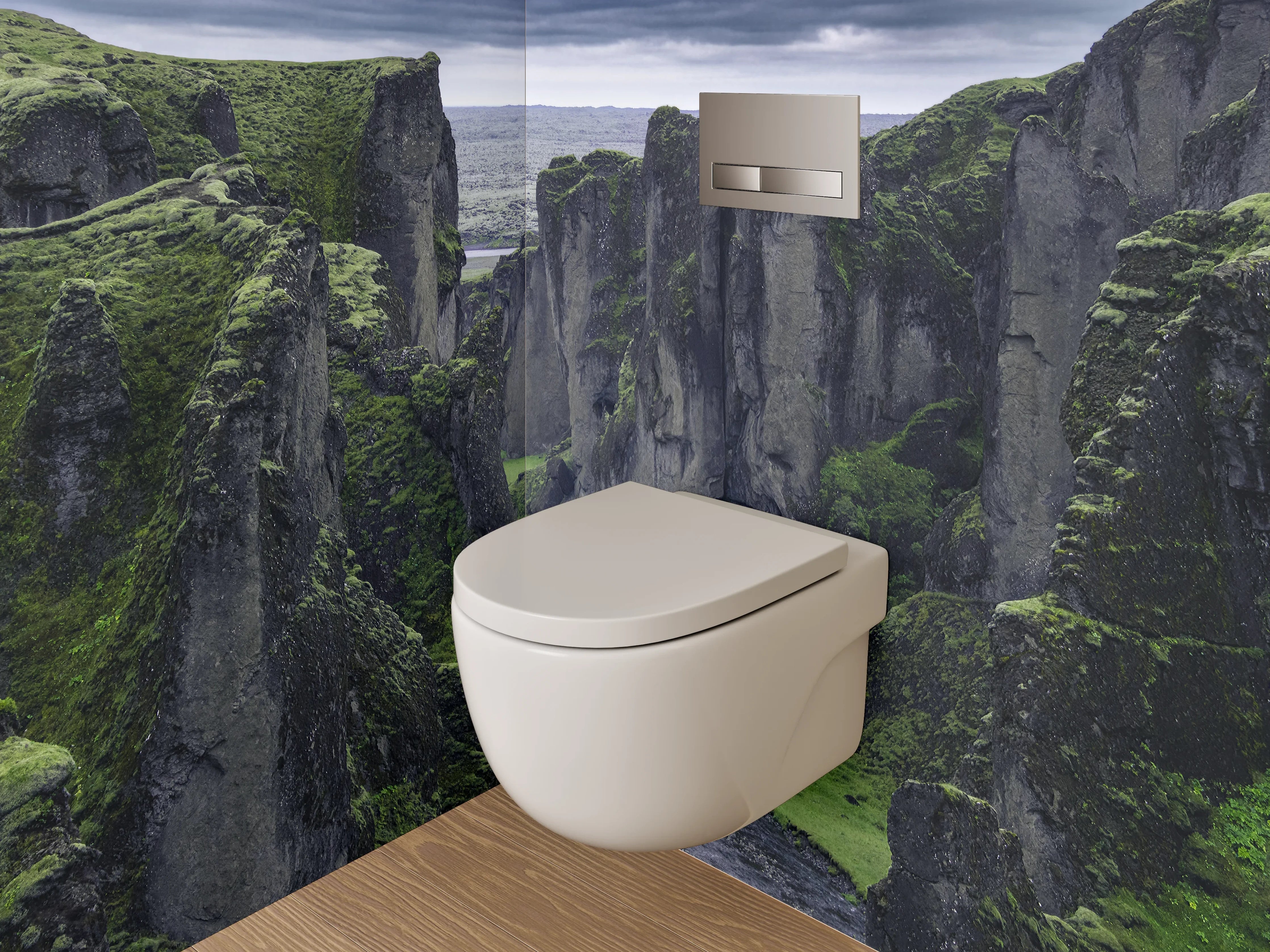 WC-Rückwand - Majestätische Schlucht mit Fluss