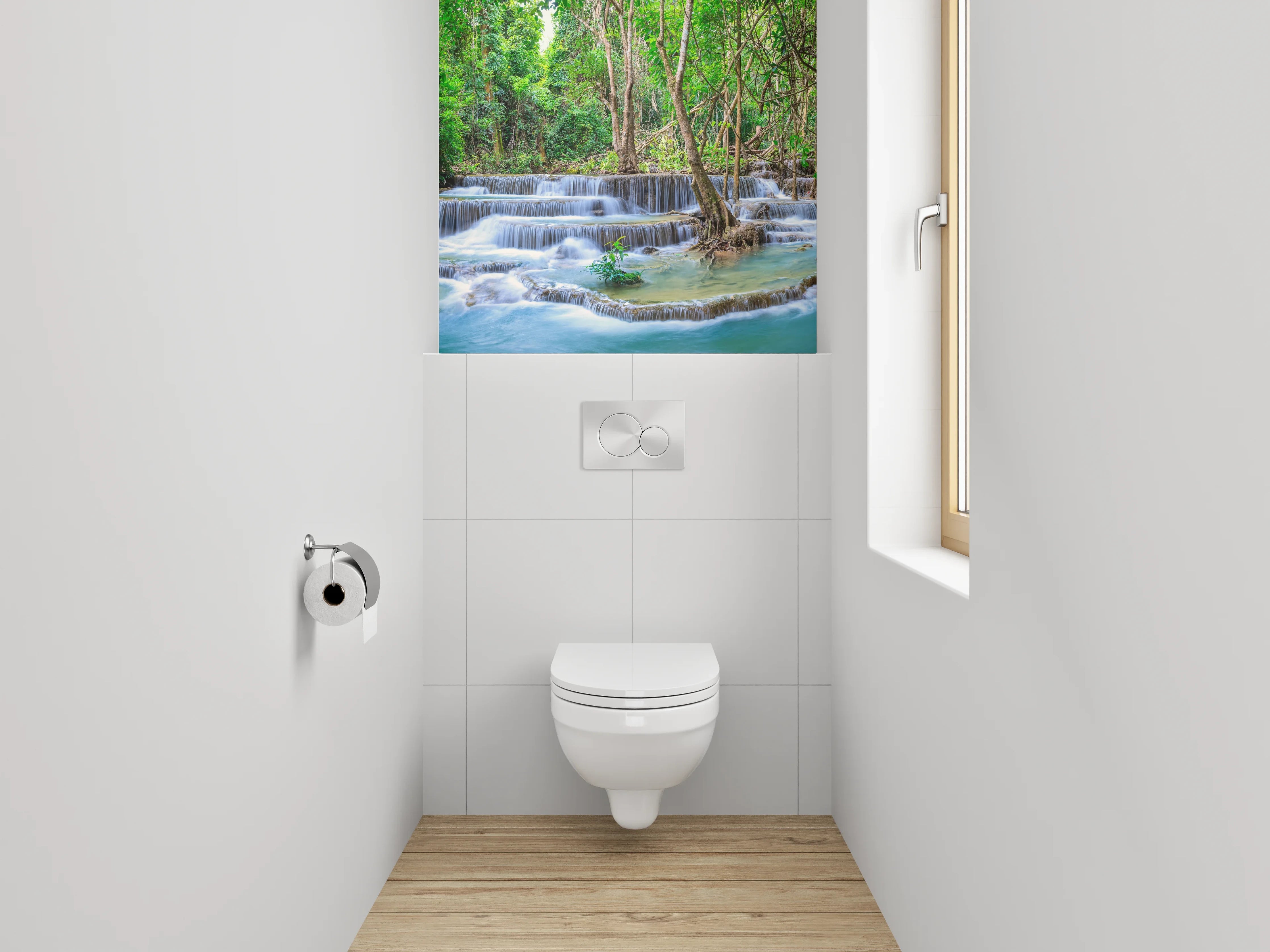 WC-Rückwand - Majestätische Wasserfall-Oase im Dschungel