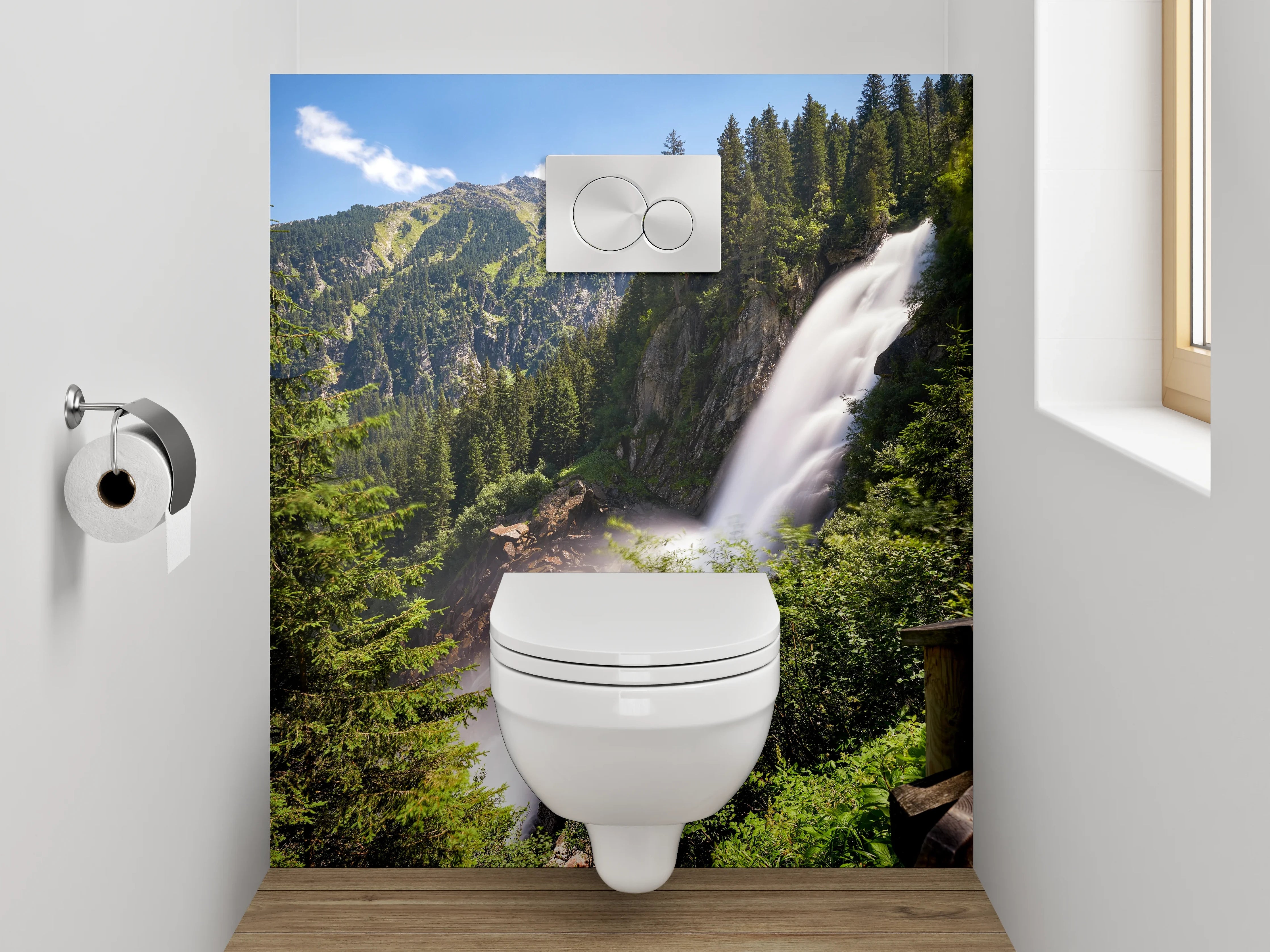 WC-Rückwand - Majestätischer Alpenwasserfall Naturkulisse