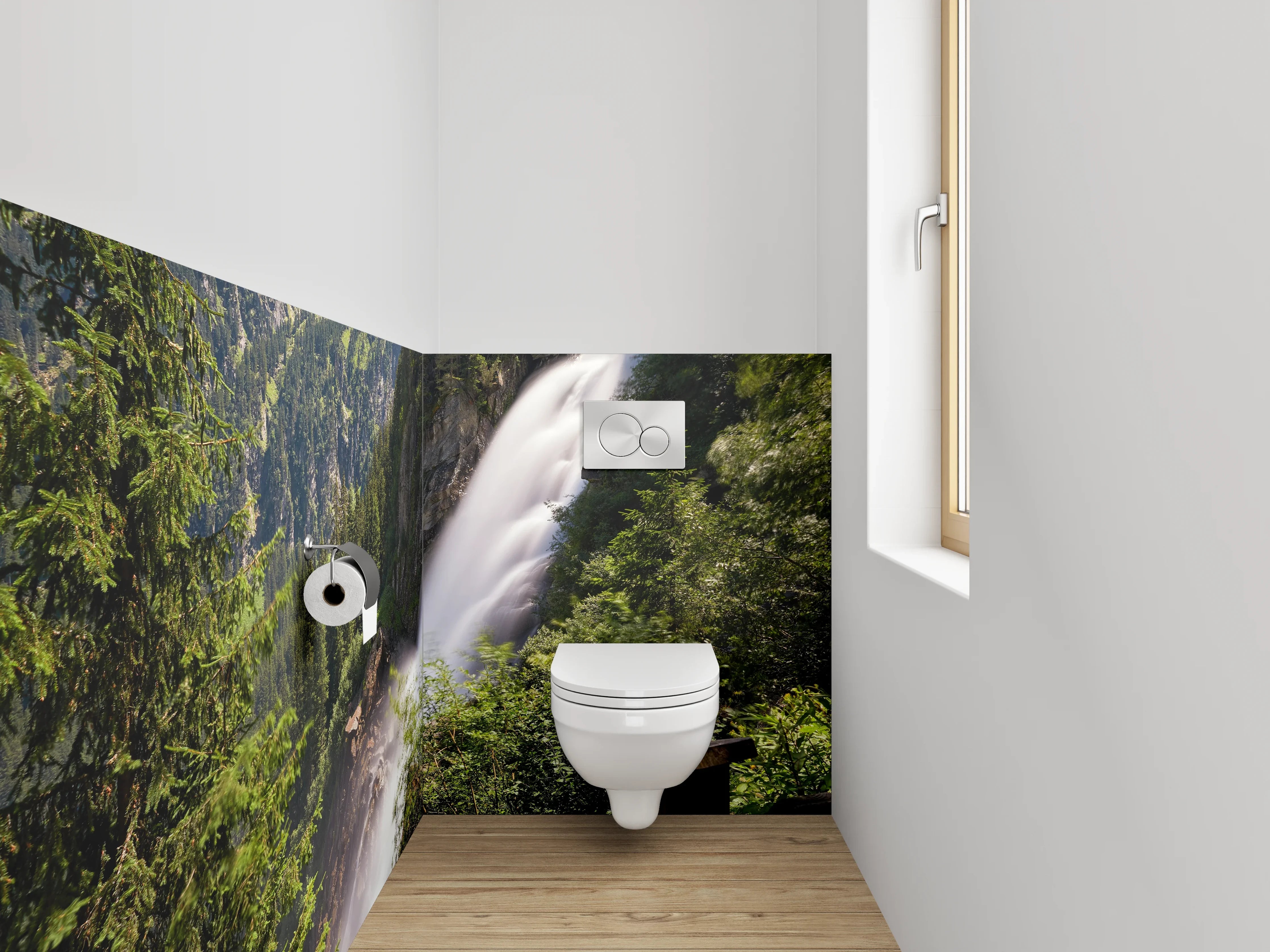 WC-Rückwand - Majestätischer Alpenwasserfall Naturkulisse