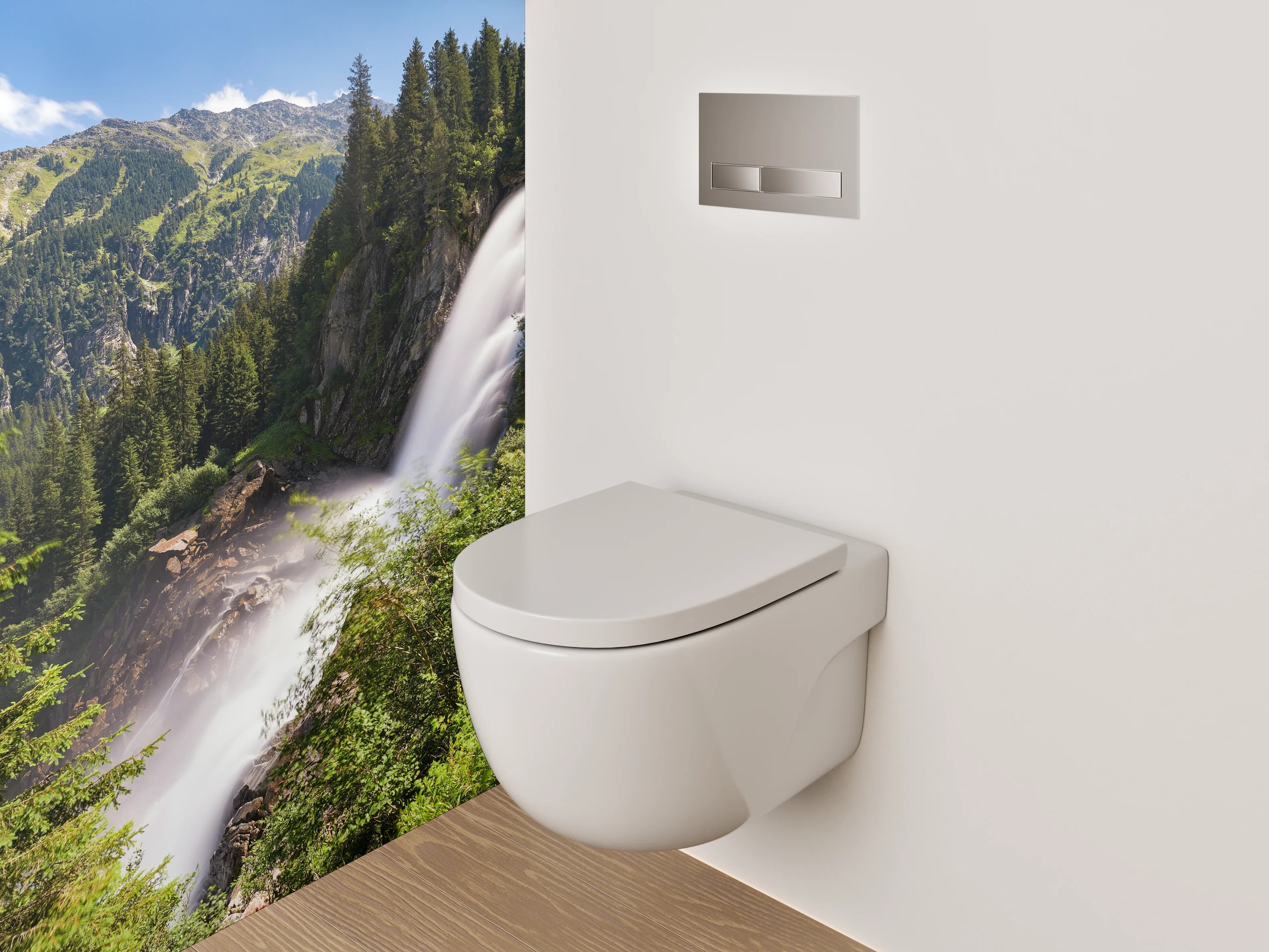 WC-Rückwand - Majestätischer Alpenwasserfall Naturkulisse
