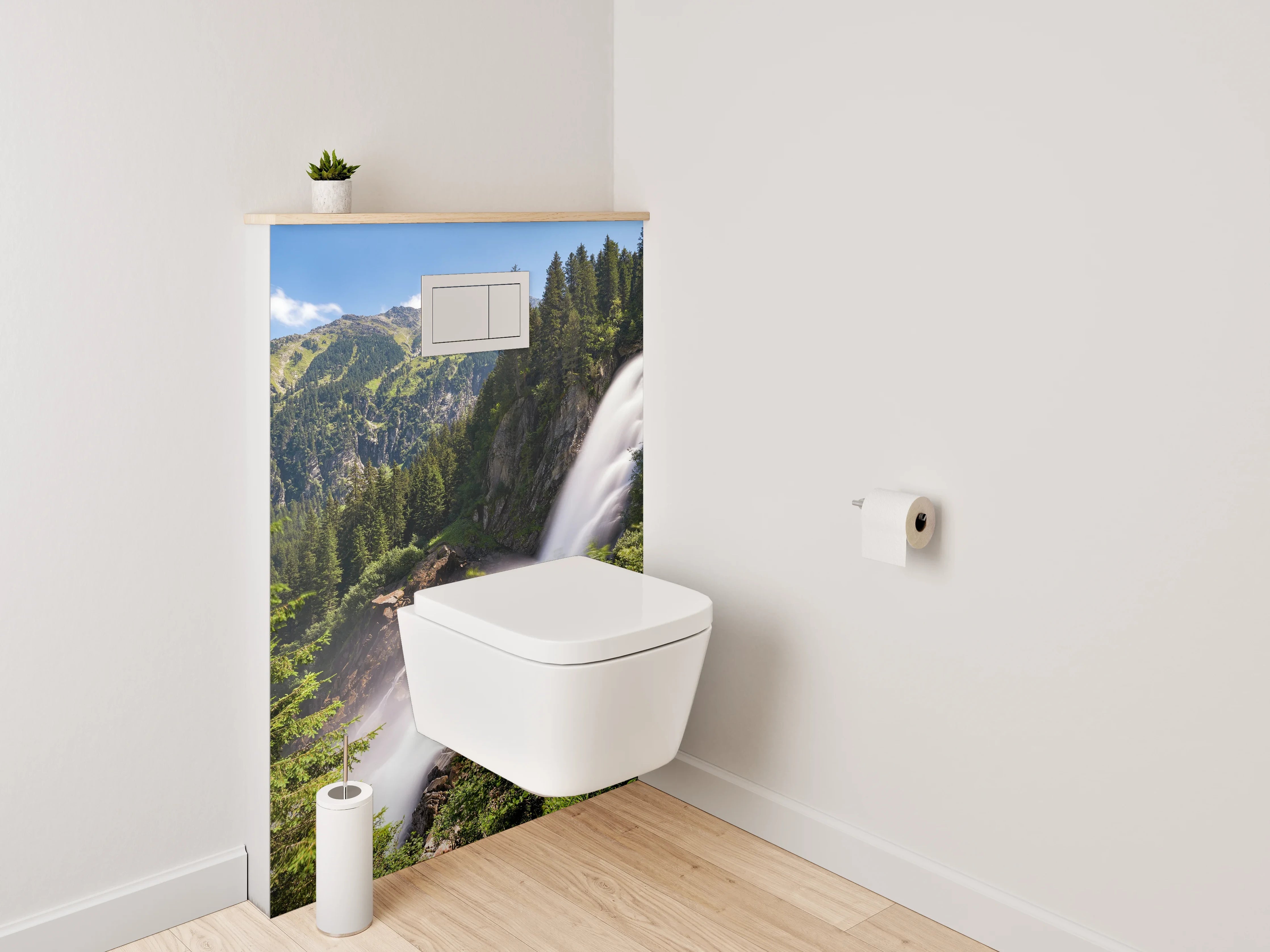WC-Rückwand - Majestätischer Alpenwasserfall Naturkulisse