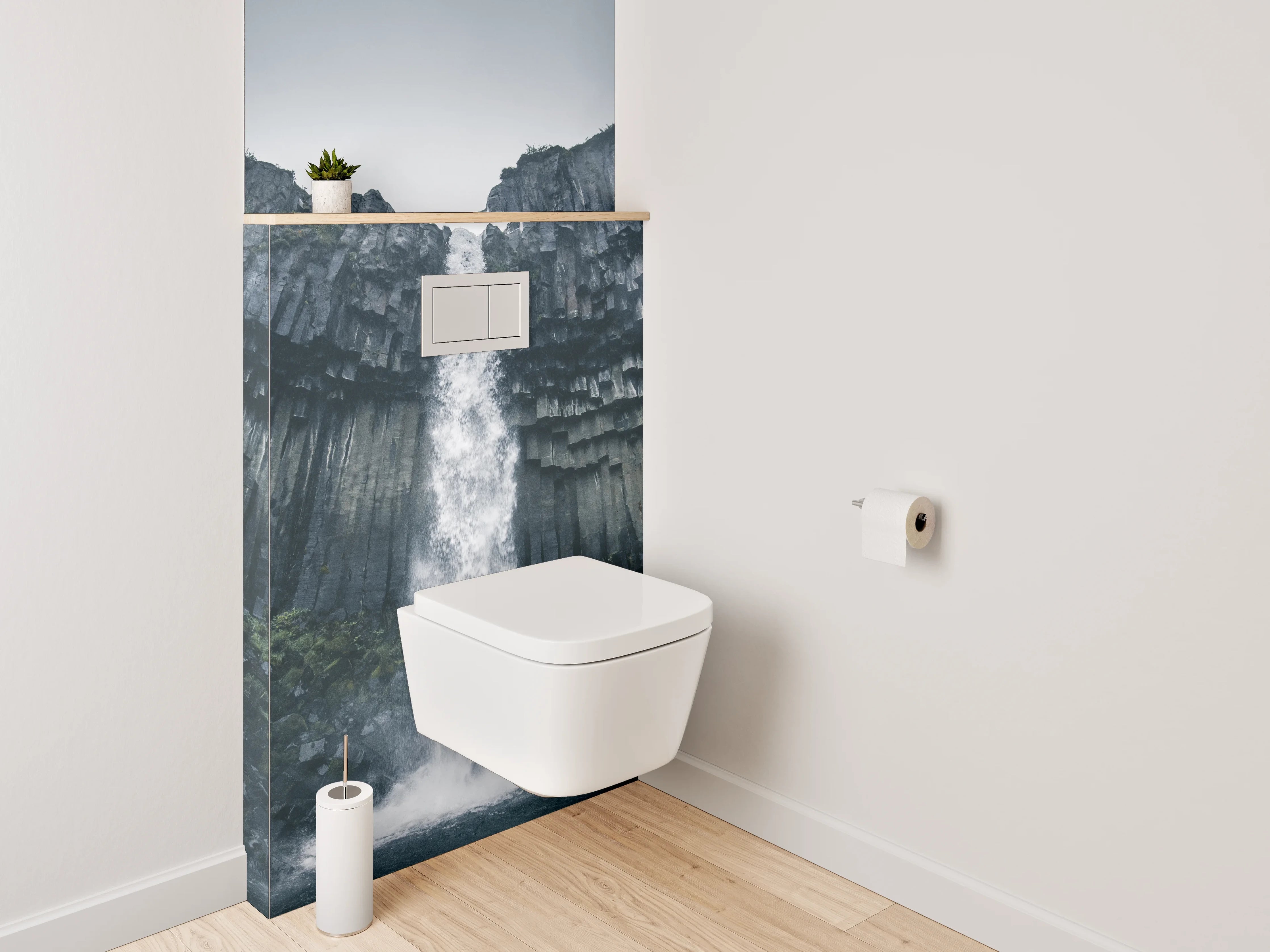 WC-Rückwand - Majestätischer Basalt-Wasserfall Natur