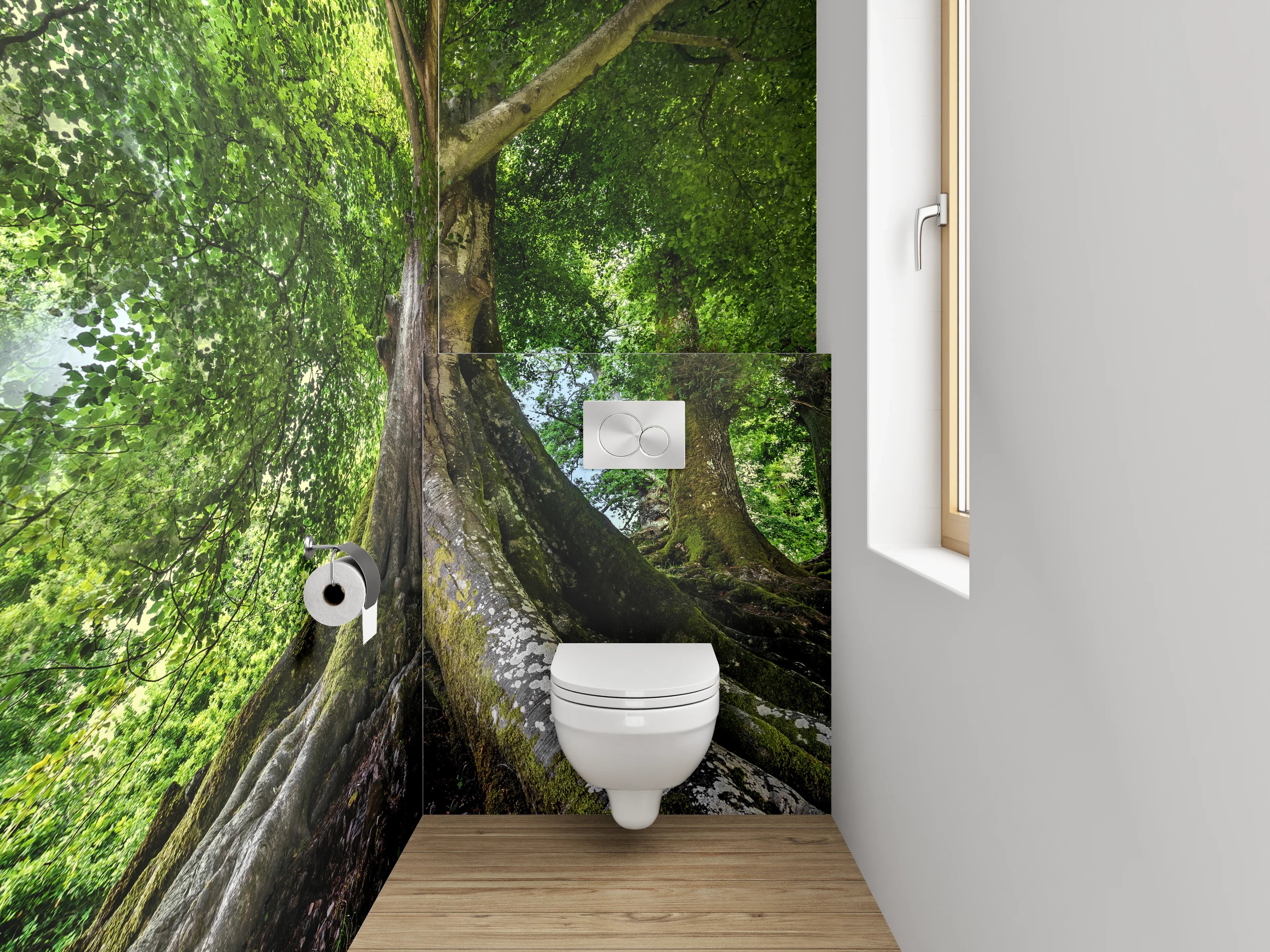 WC-Rückwand - Majestätischer Baum mit Wurzeln