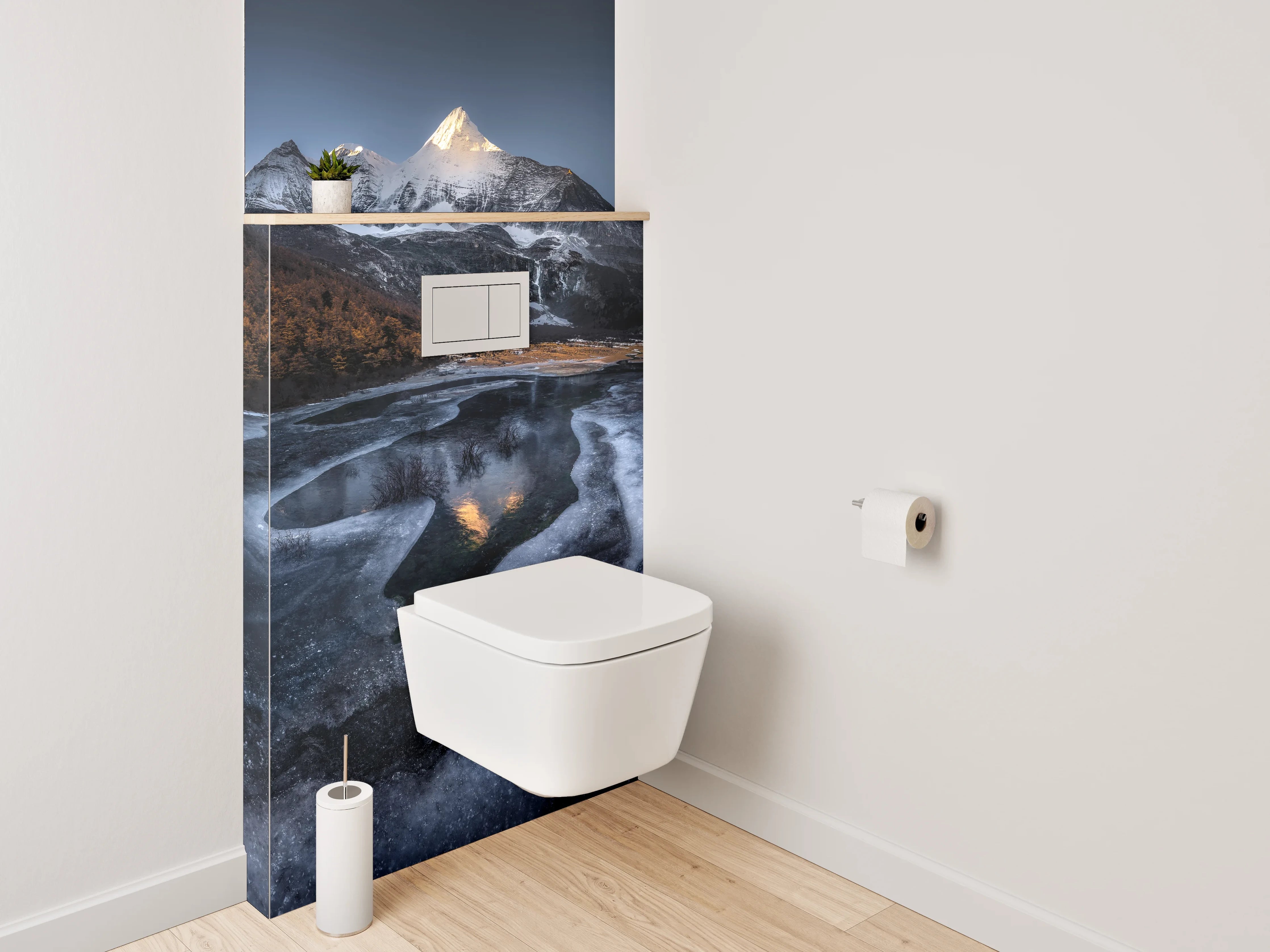 WC-Rückwand - Majestätischer Berg im Sonnenaufgang