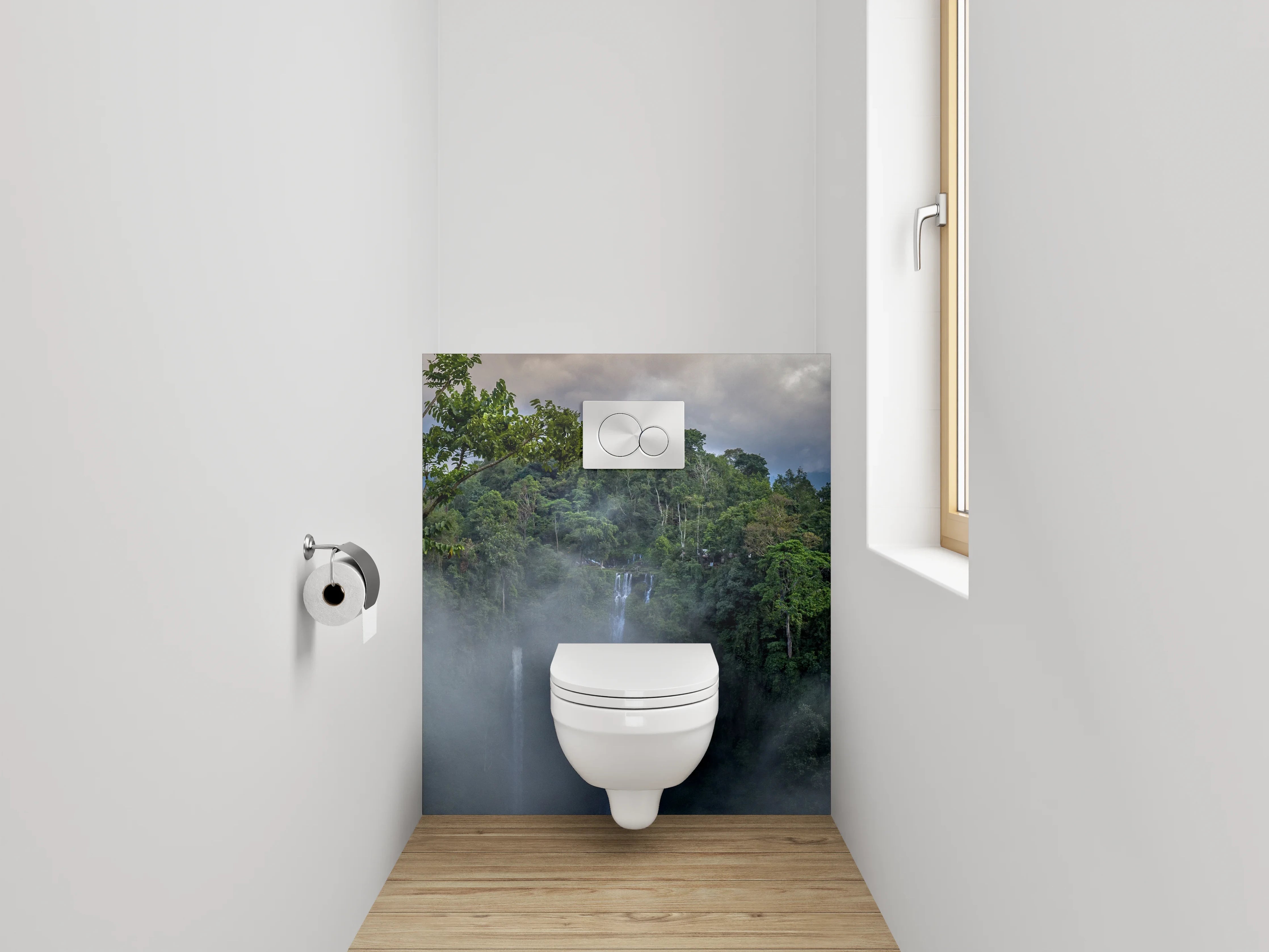 WC-Rückwand - Majestätischer Dschungel-Wasserfall Panorama