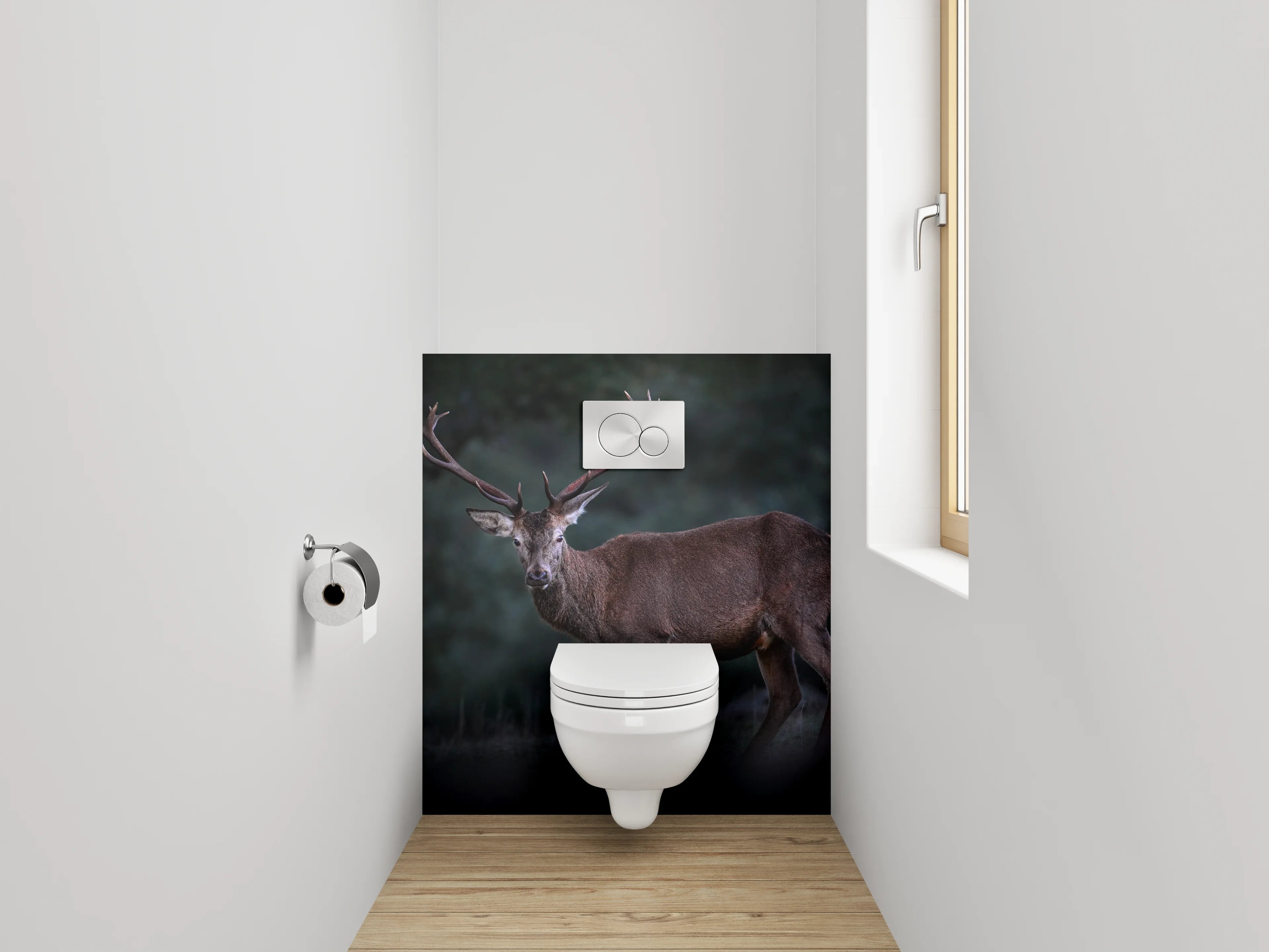 WC-Rückwand - Majestätischer Hirsch im Wald