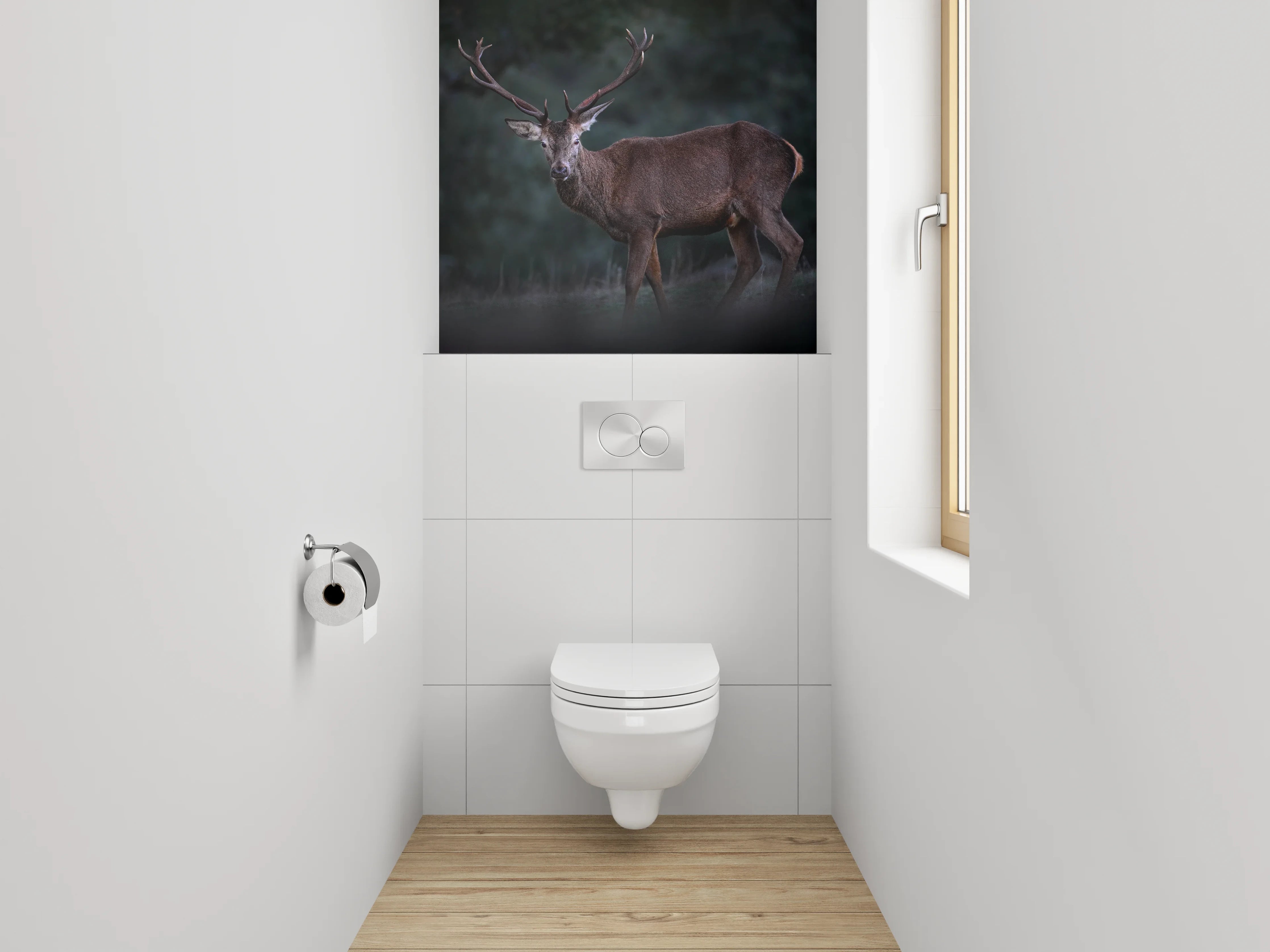 WC-Rückwand - Majestätischer Hirsch im Wald