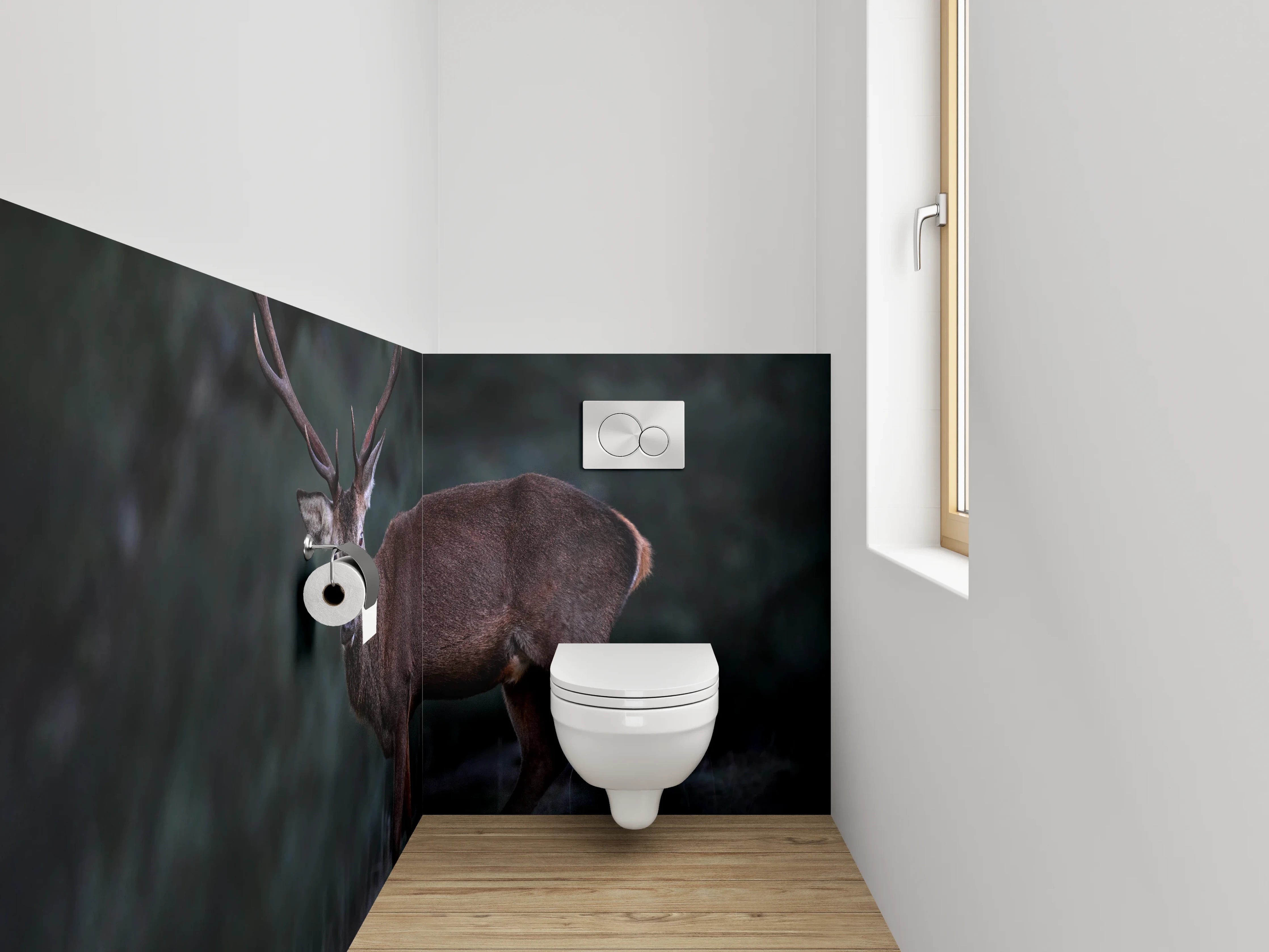 WC-Rückwand - Majestätischer Hirsch im Wald