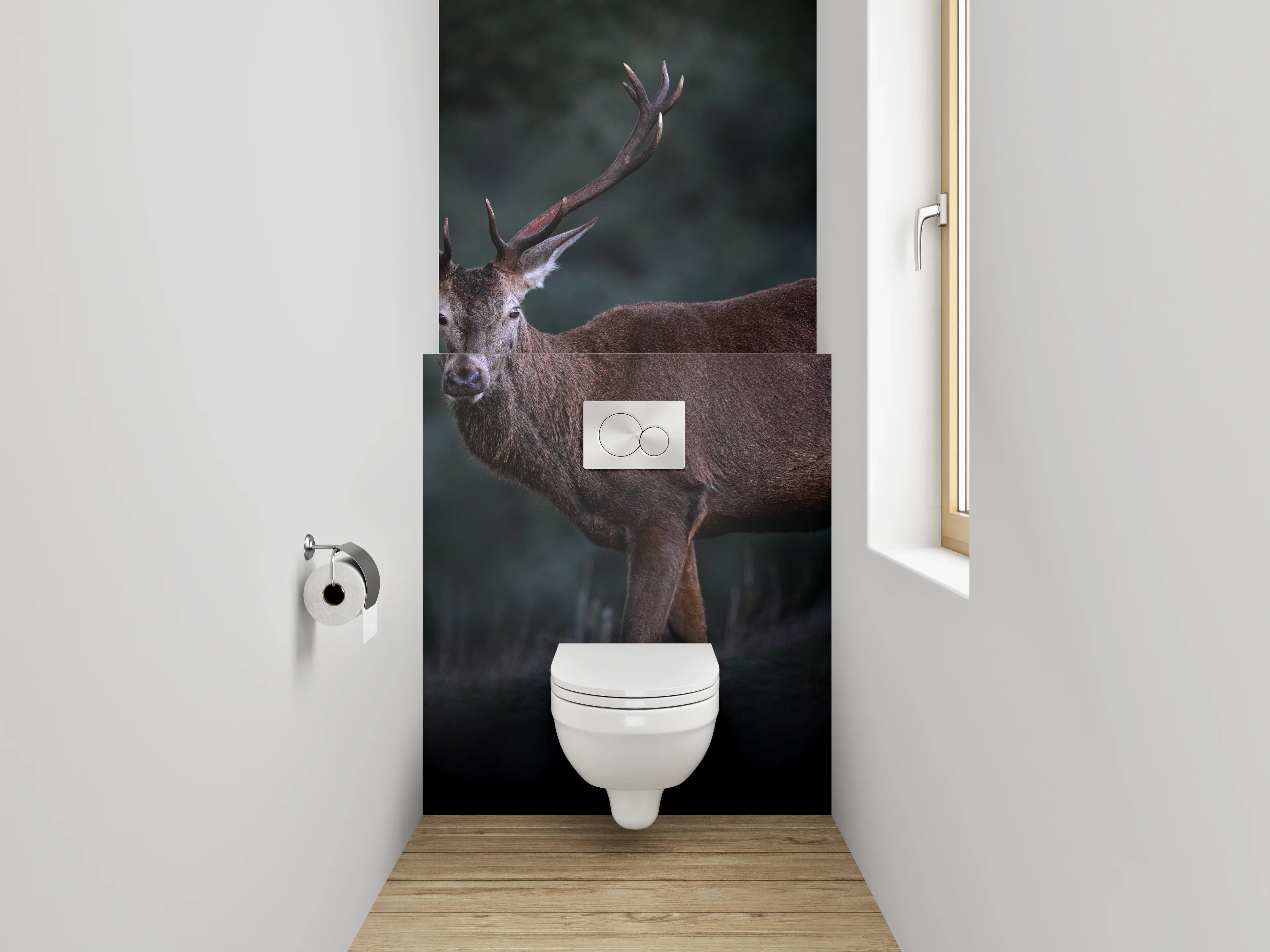 WC-Rückwand - Majestätischer Hirsch im Wald