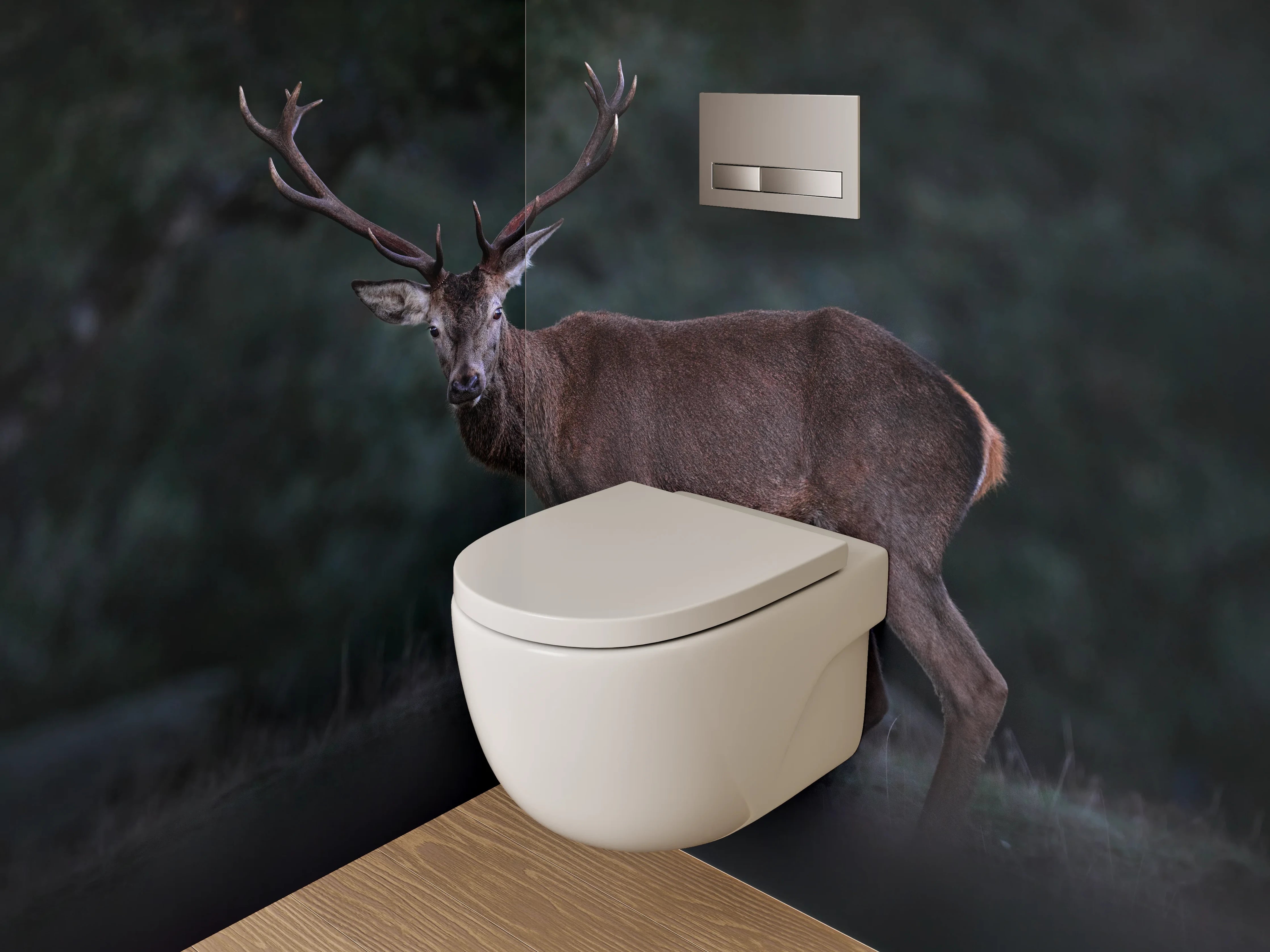 WC-Rückwand - Majestätischer Hirsch im Wald