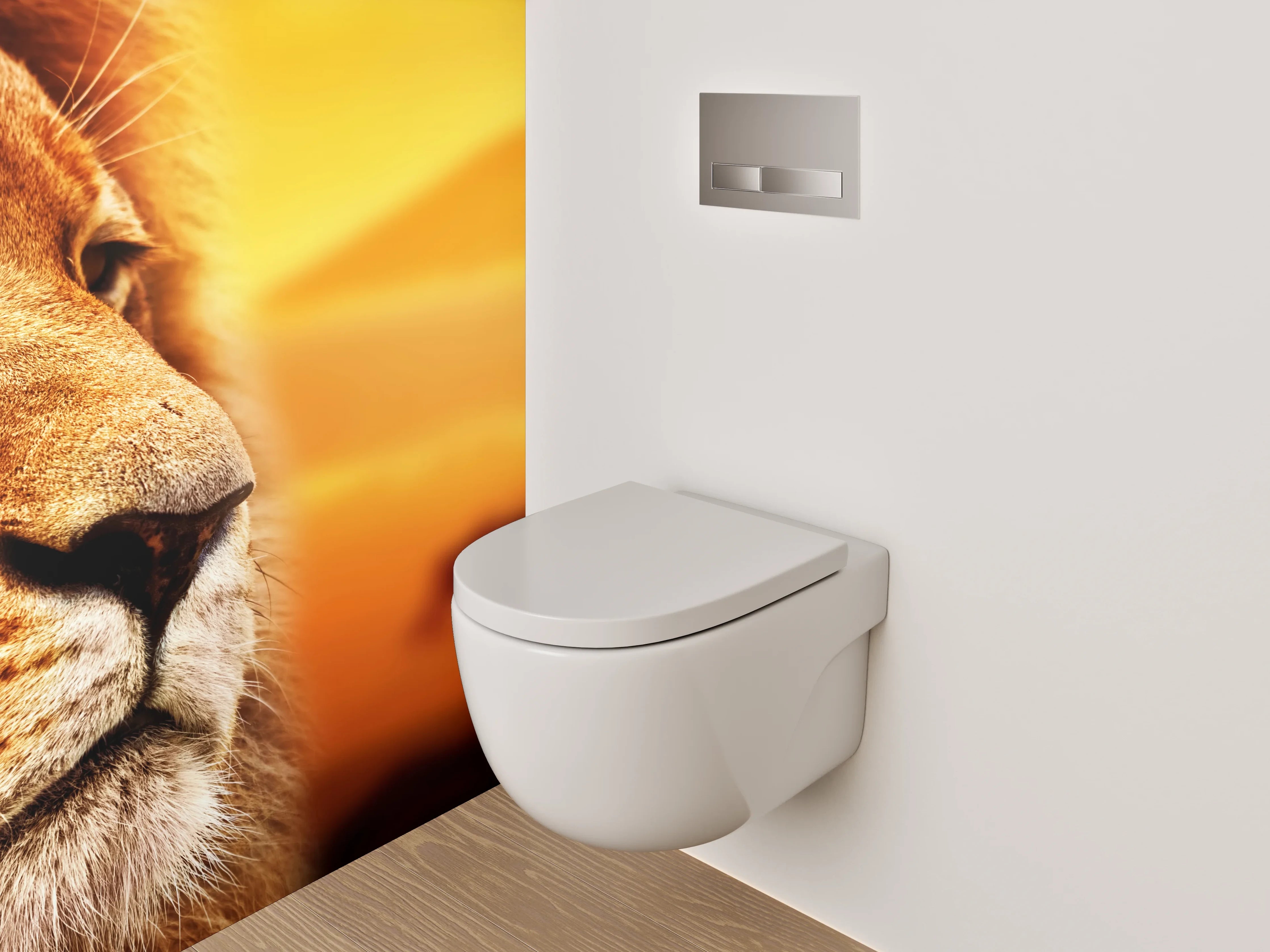 WC-Rückwand - Majestätischer Löwe Savanne Sonnenuntergang