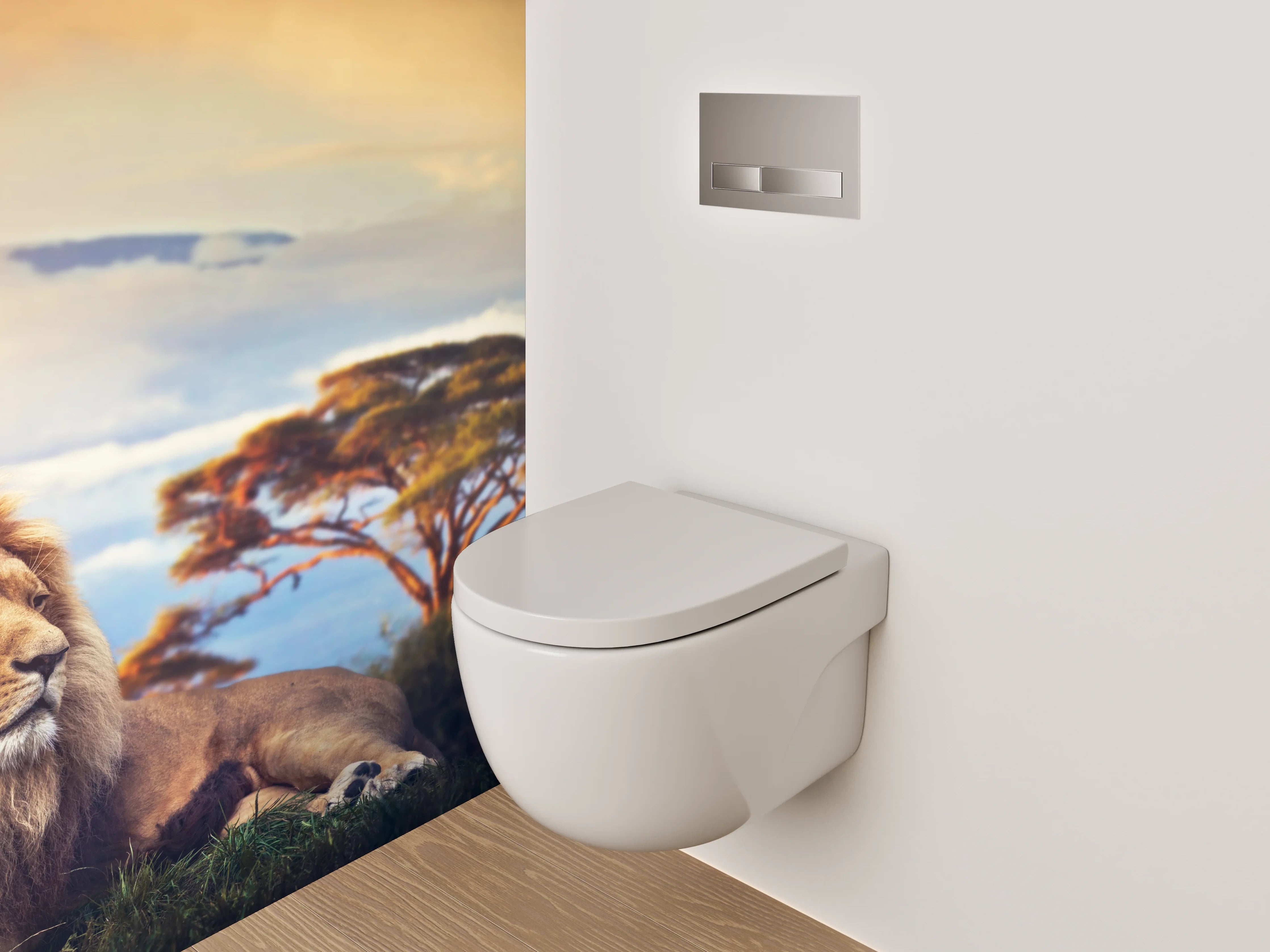 WC-Rückwand - Majestätischer Löwe in afrikanischer Savanne