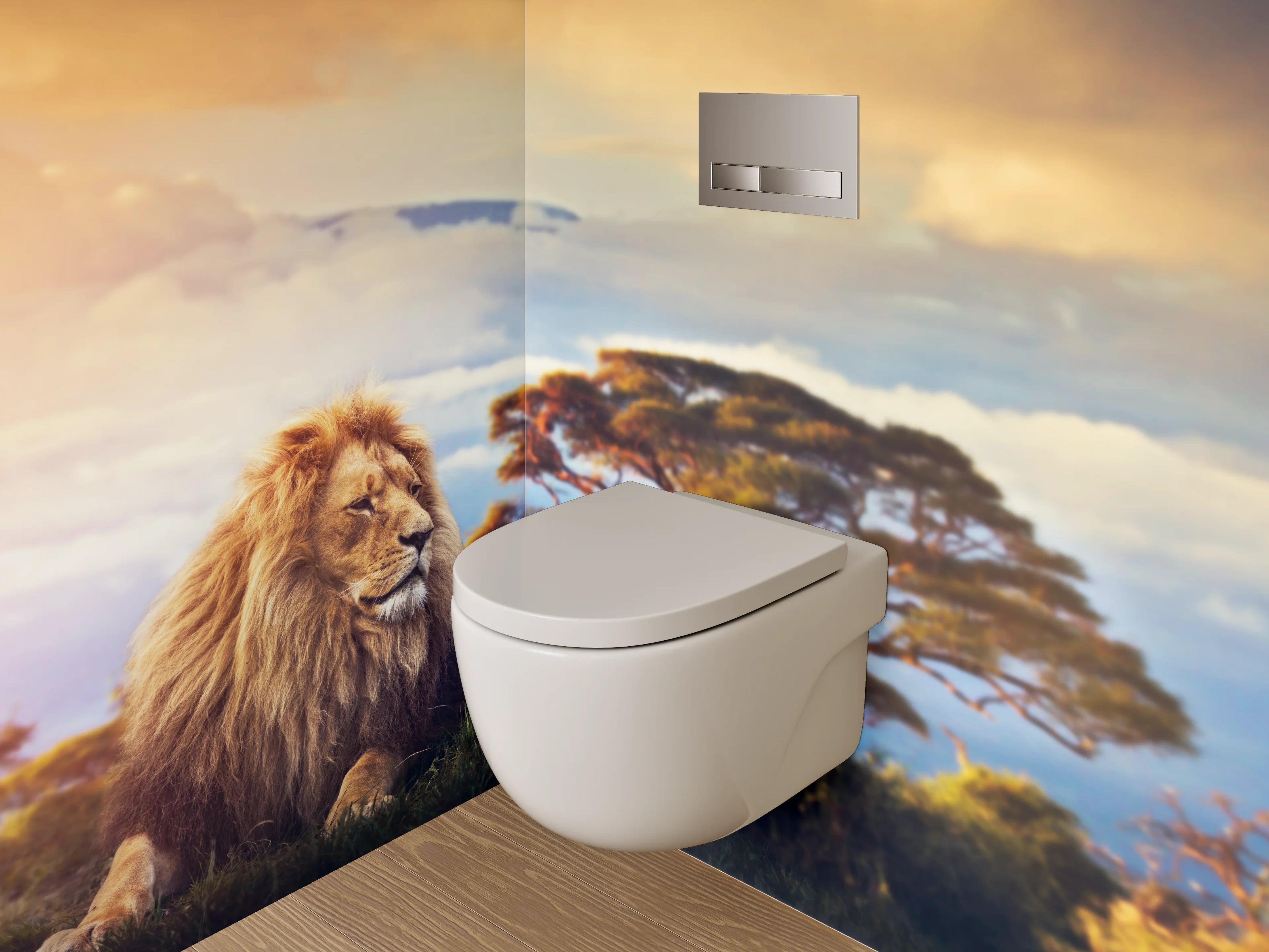 WC-Rückwand - Majestätischer Löwe in afrikanischer Savanne