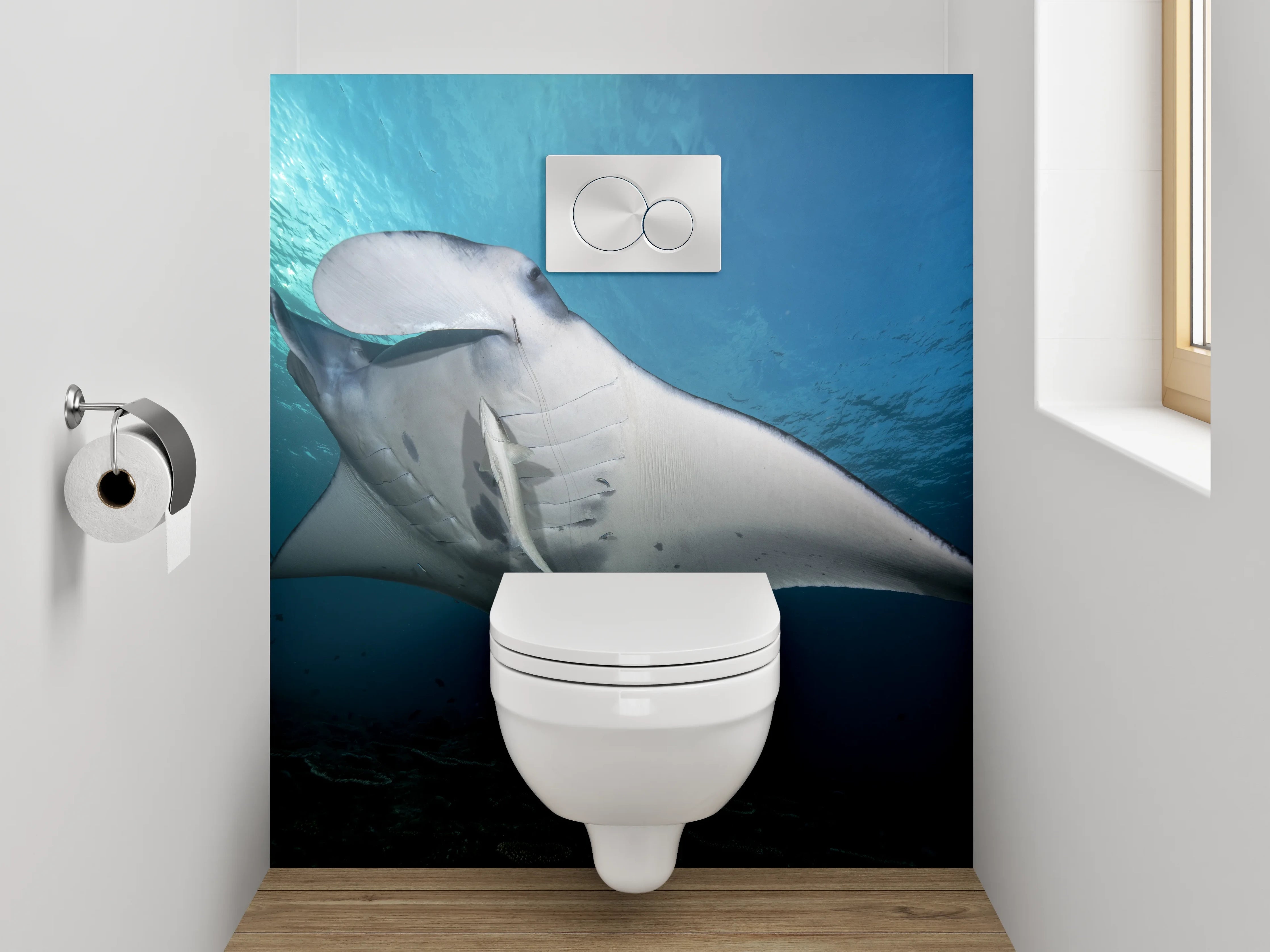 WC-Rückwand - Majestätischer Manta im Ozean