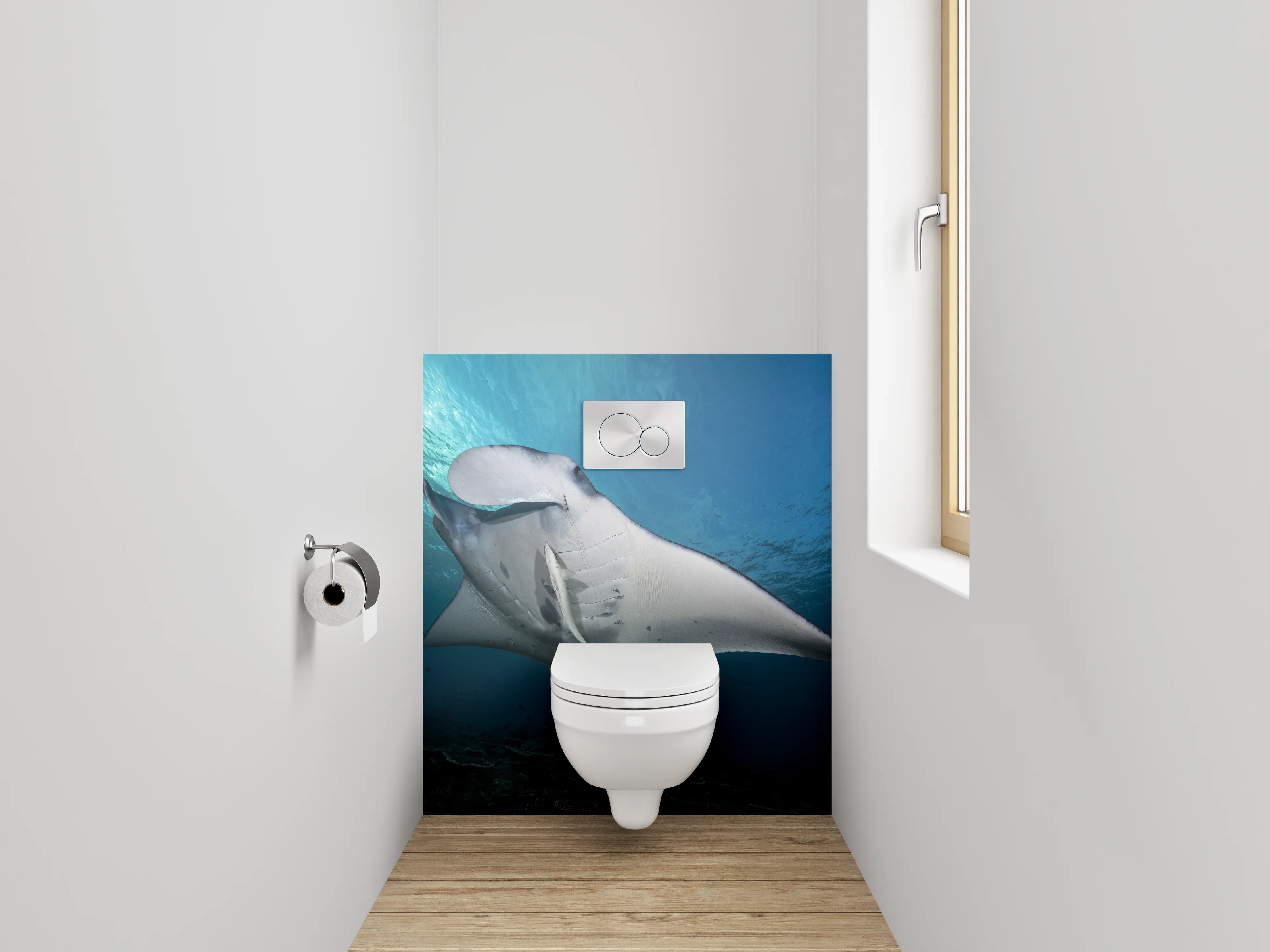 WC-Rückwand - Majestätischer Manta im Ozean
