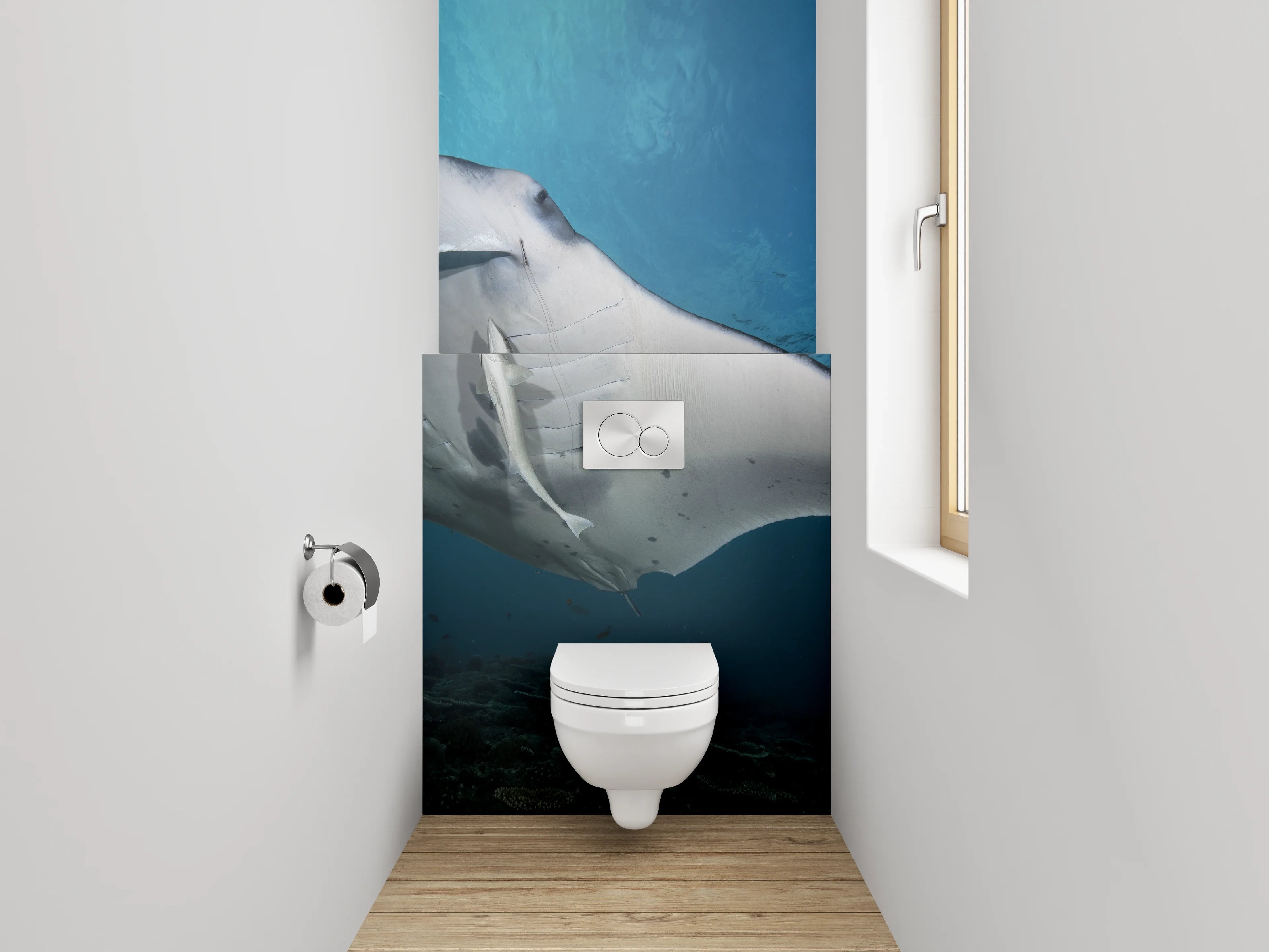 WC-Rückwand - Majestätischer Manta im Ozean