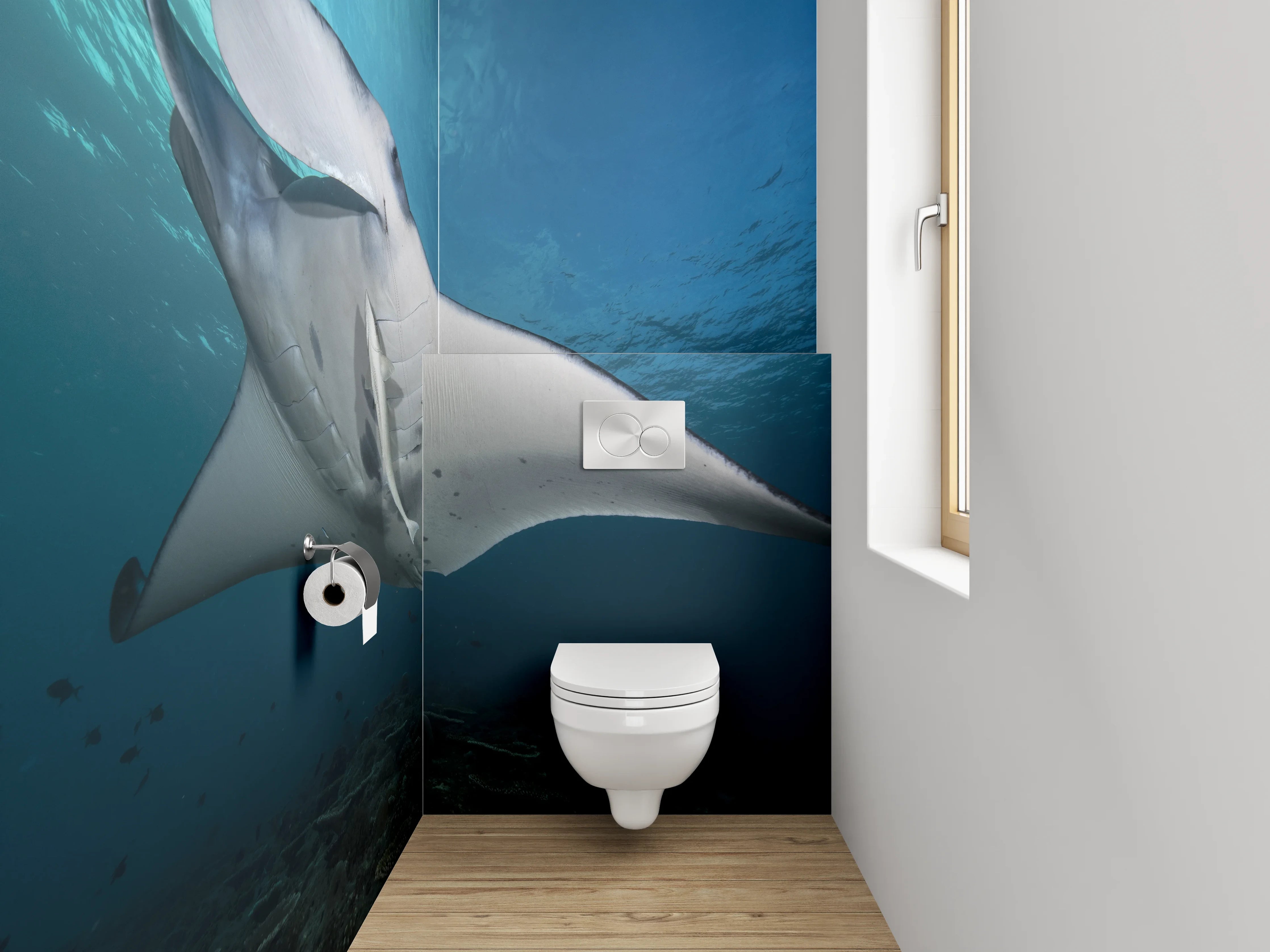 WC-Rückwand - Majestätischer Manta im Ozean