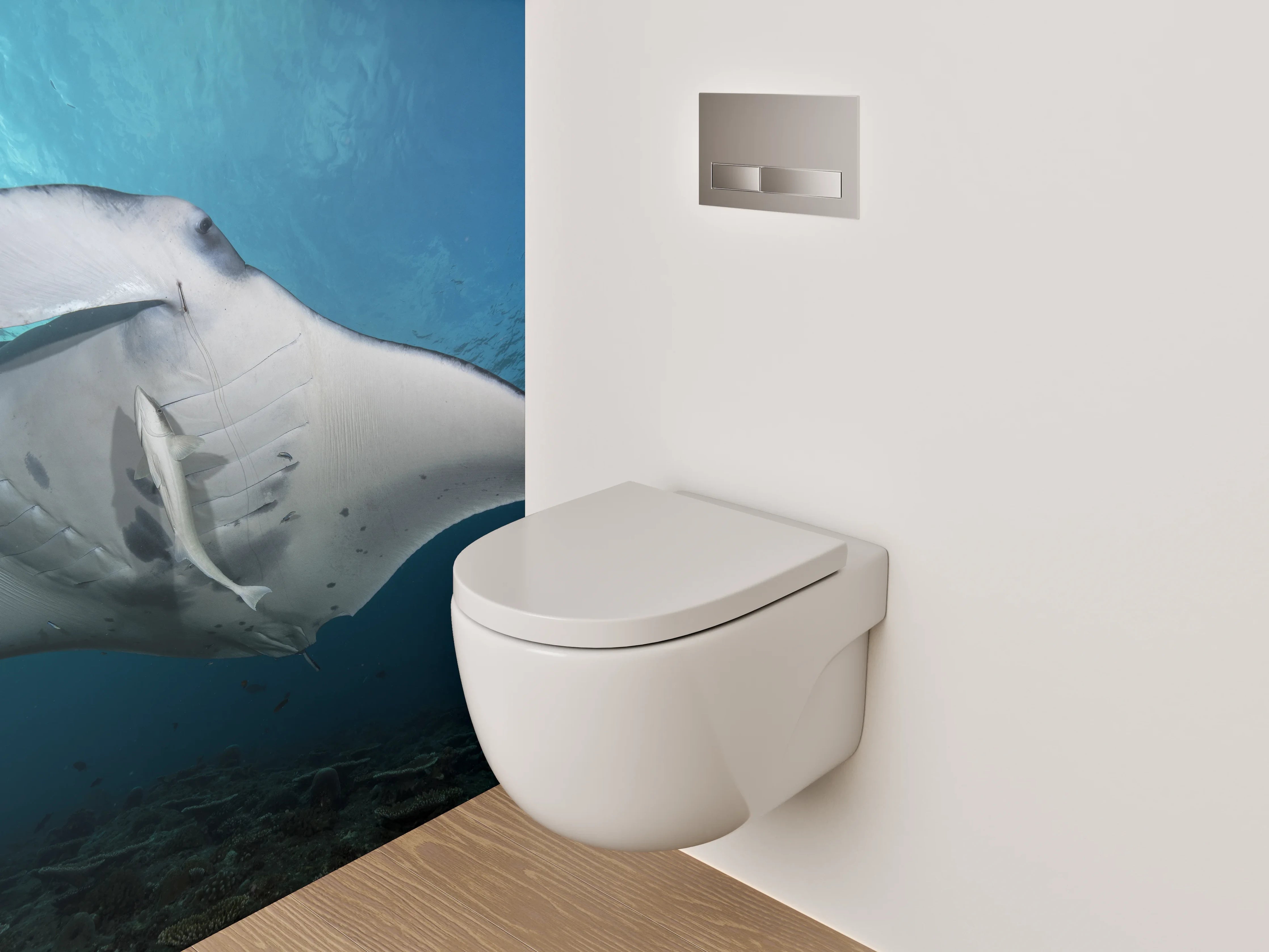 WC-Rückwand - Majestätischer Manta im Ozean