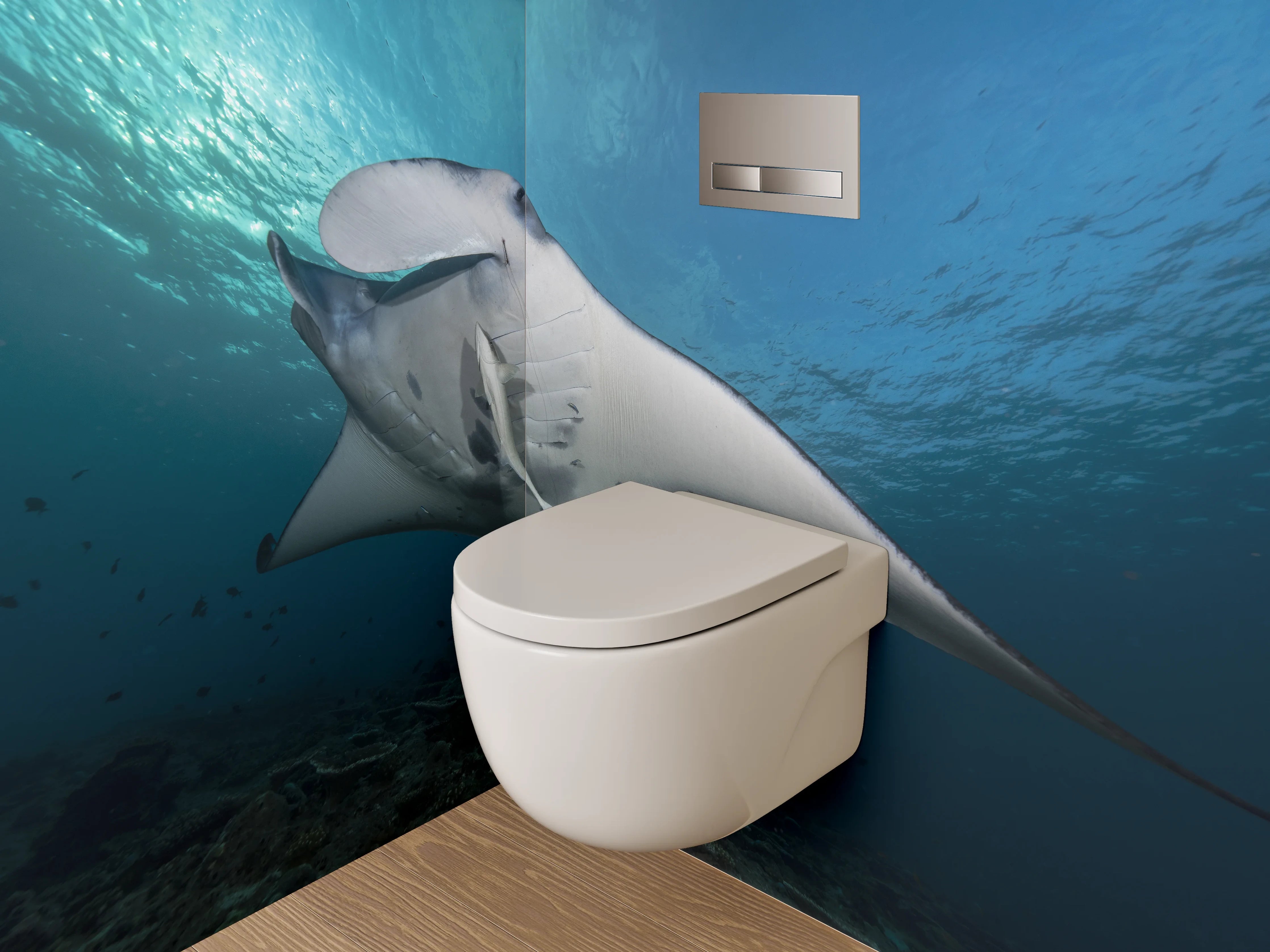 WC-Rückwand - Majestätischer Manta im Ozean