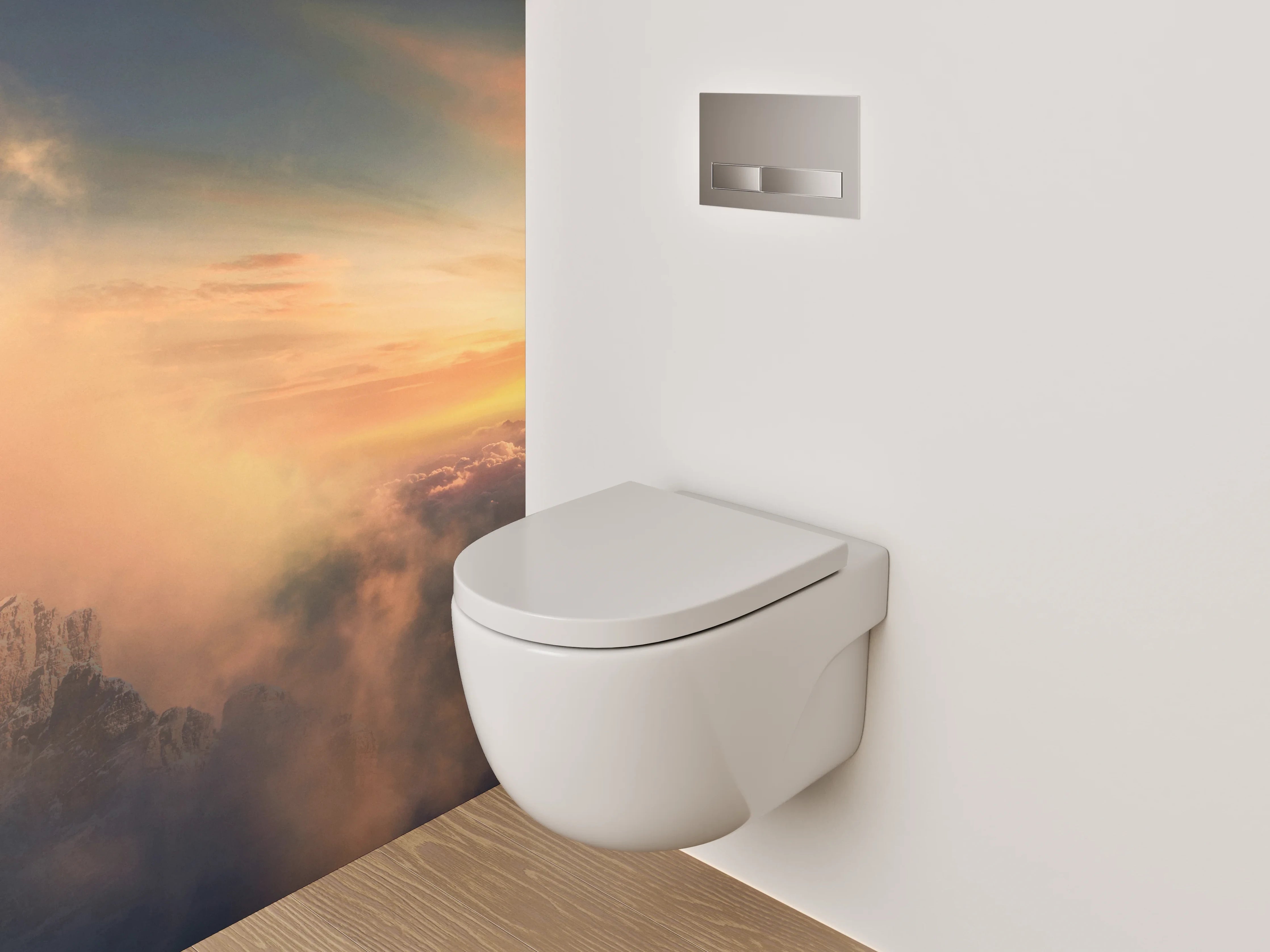WC-Rückwand - Majestätischer Sonnenaufgang über Berggipfeln
