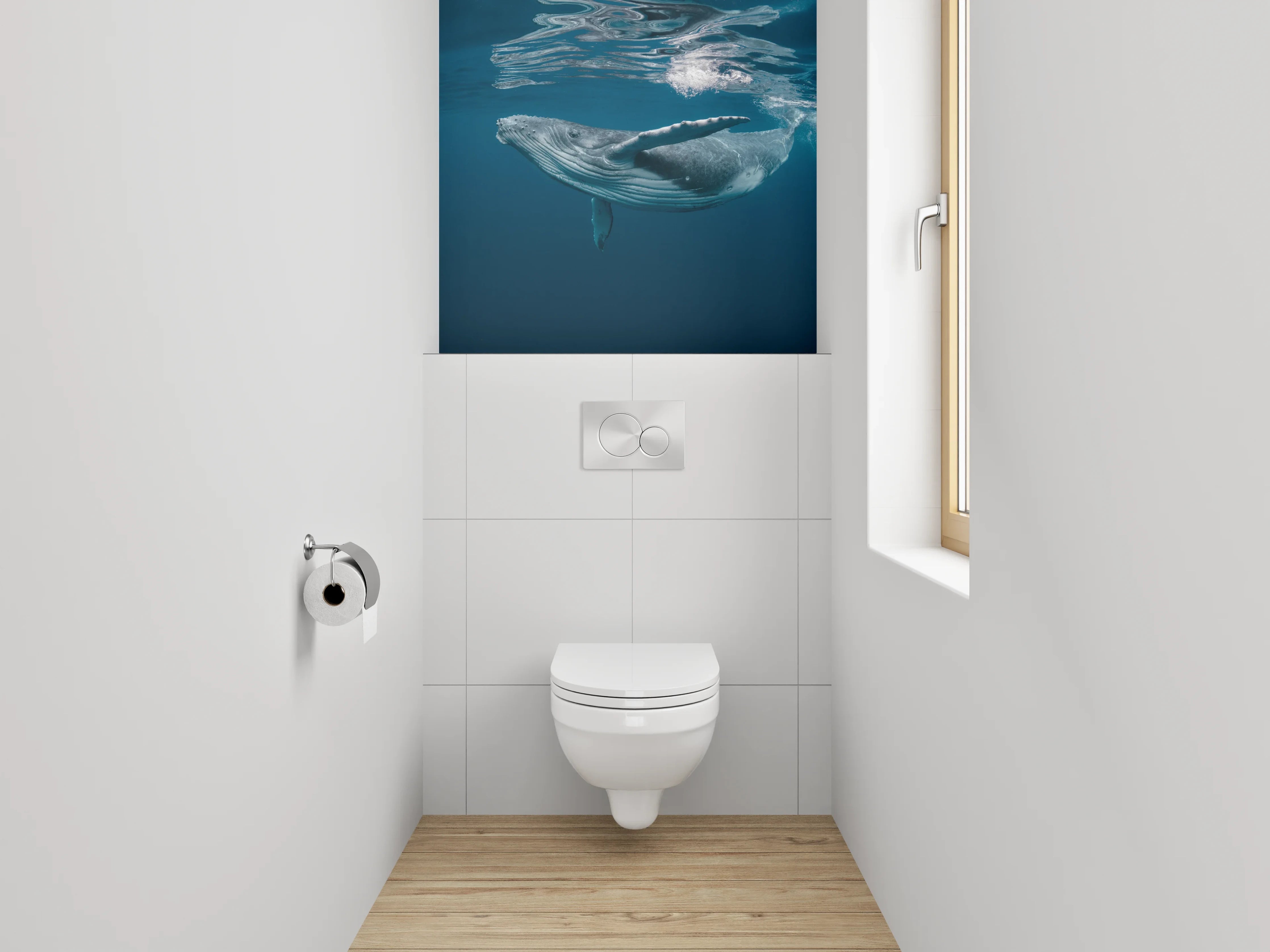 WC-Rückwand - Majestätischer Wal unter Wasser