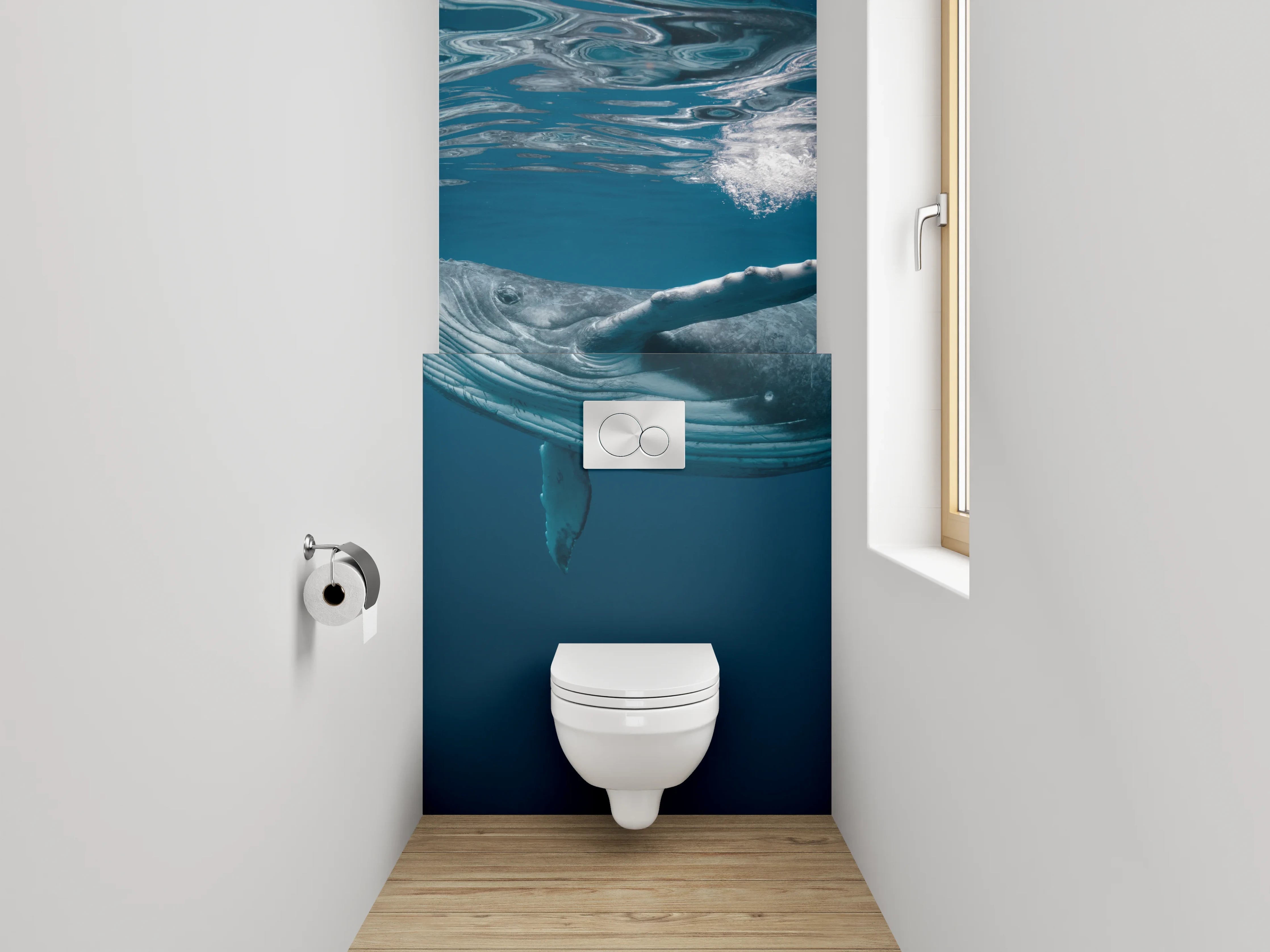 WC-Rückwand - Majestätischer Wal unter Wasser