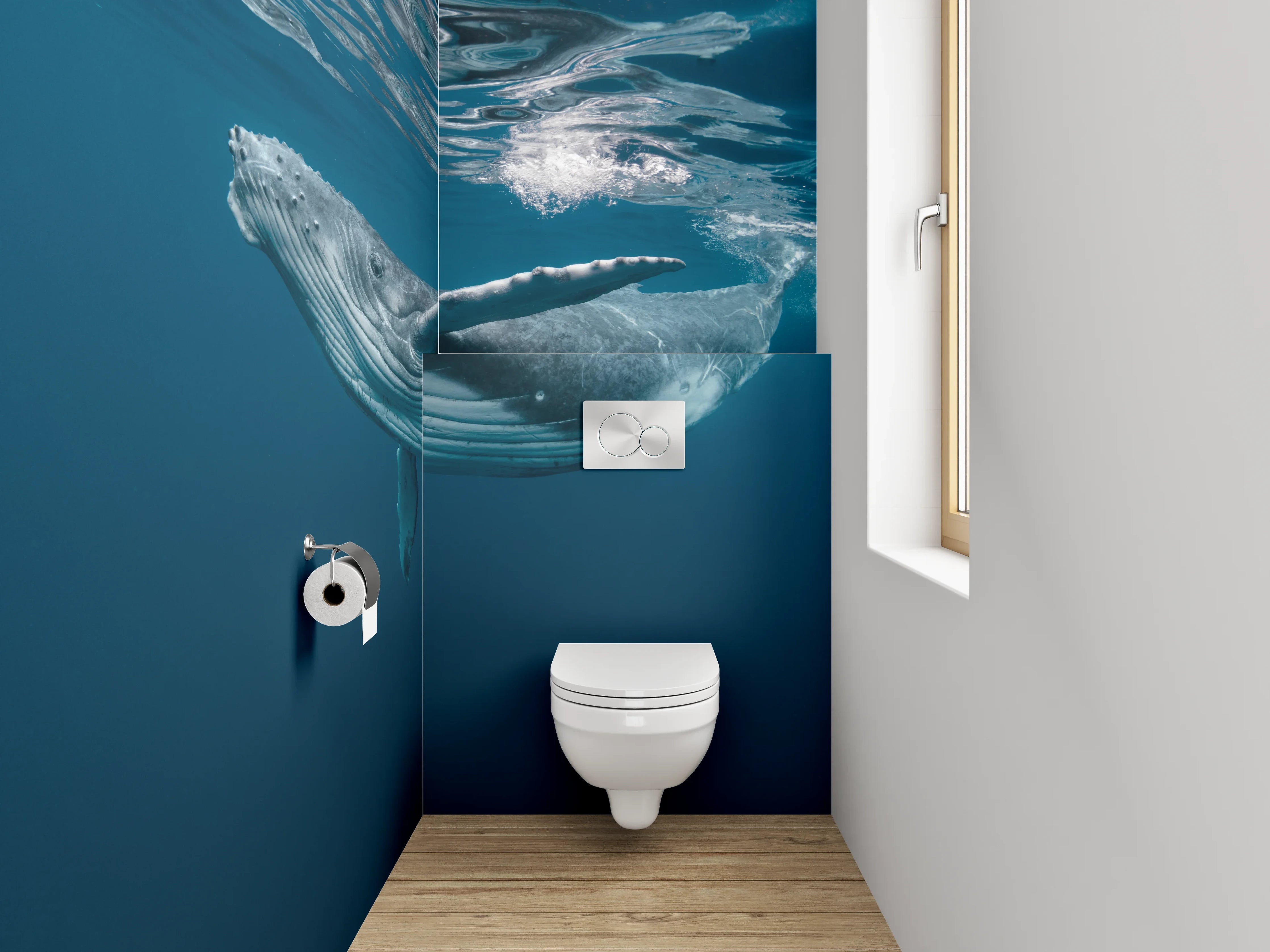 WC-Rückwand - Majestätischer Wal unter Wasser