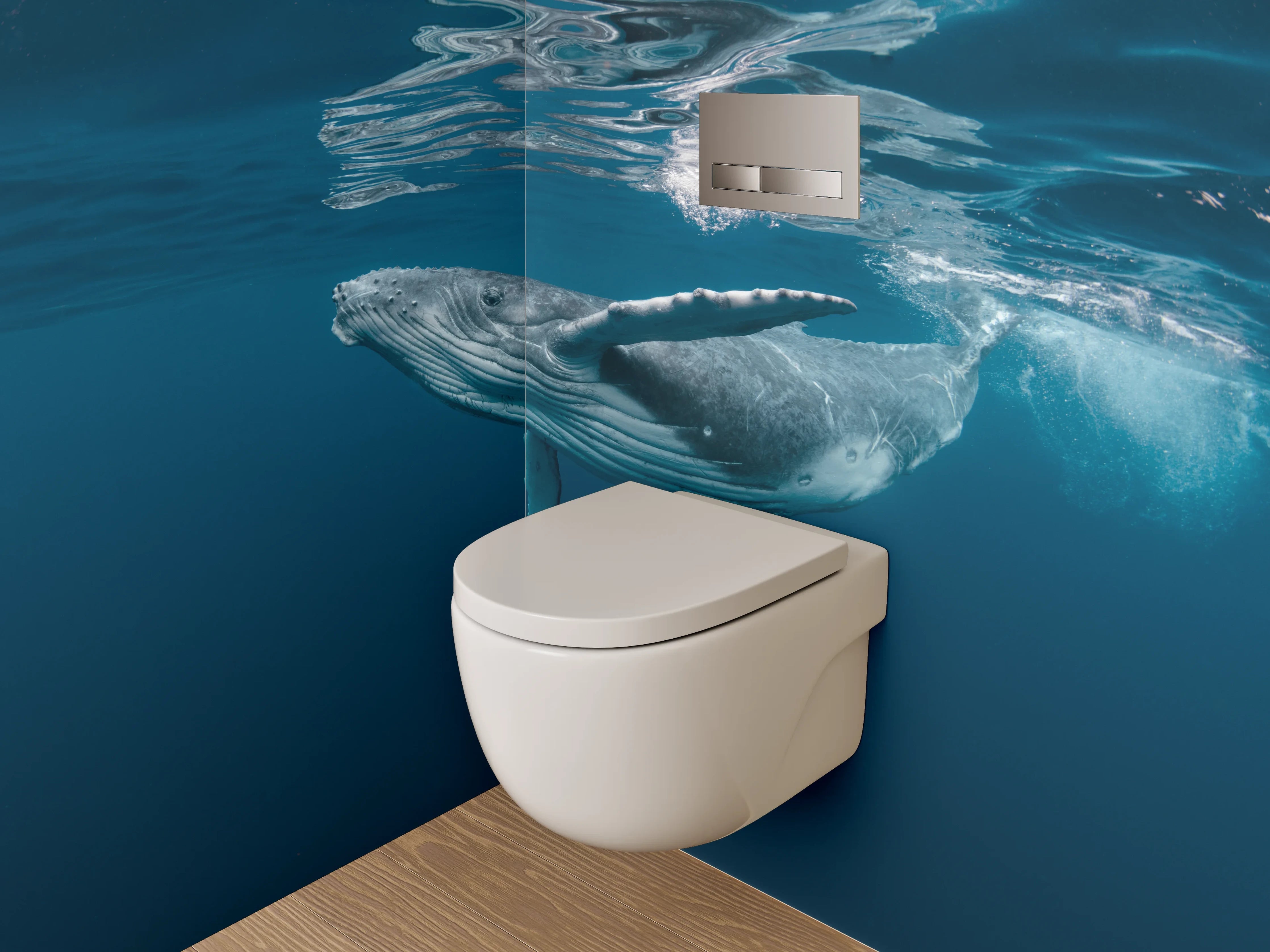 WC-Rückwand - Majestätischer Wal unter Wasser