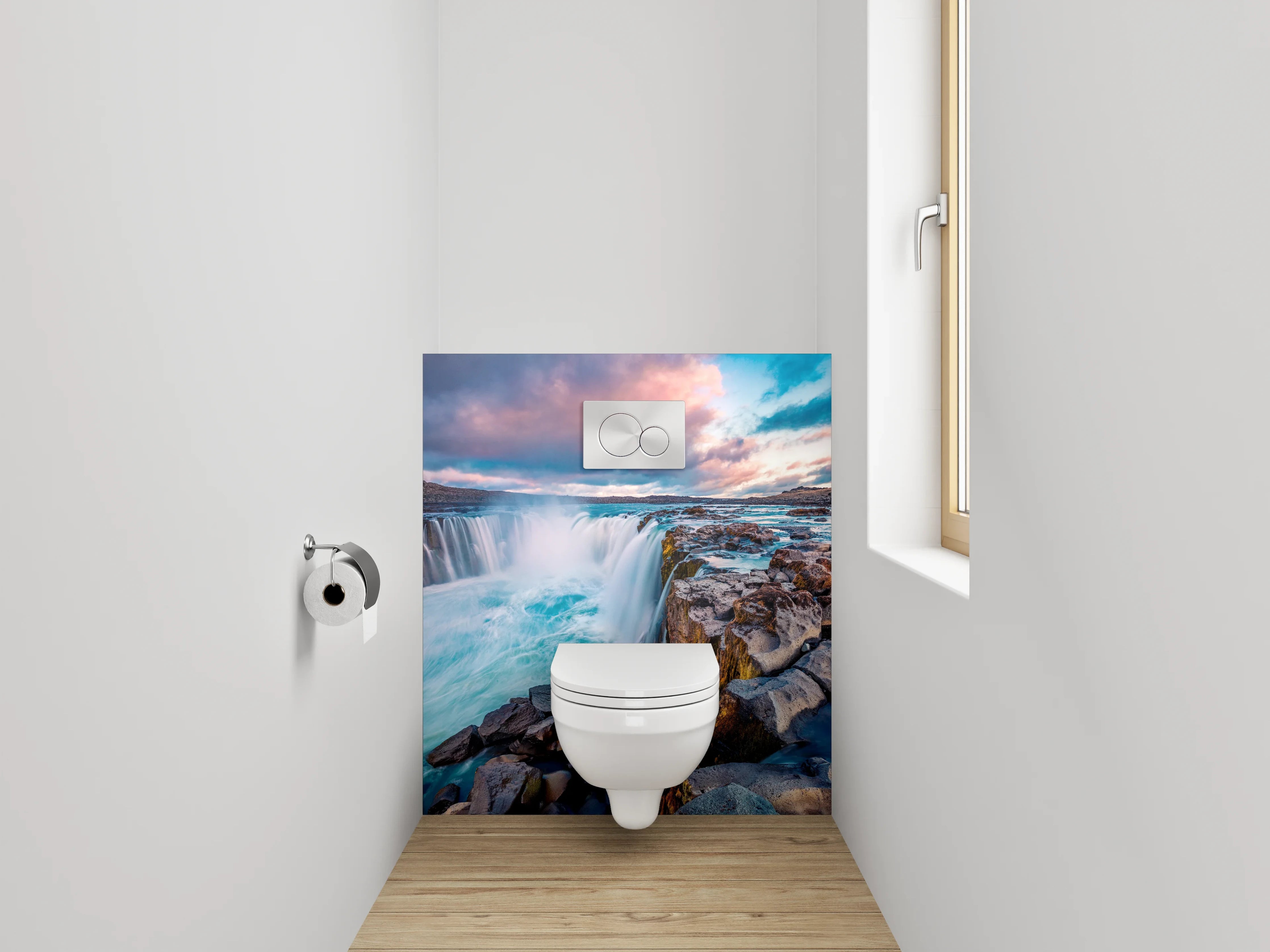 WC-Rückwand - Majestätischer Wasserfall Island Natur