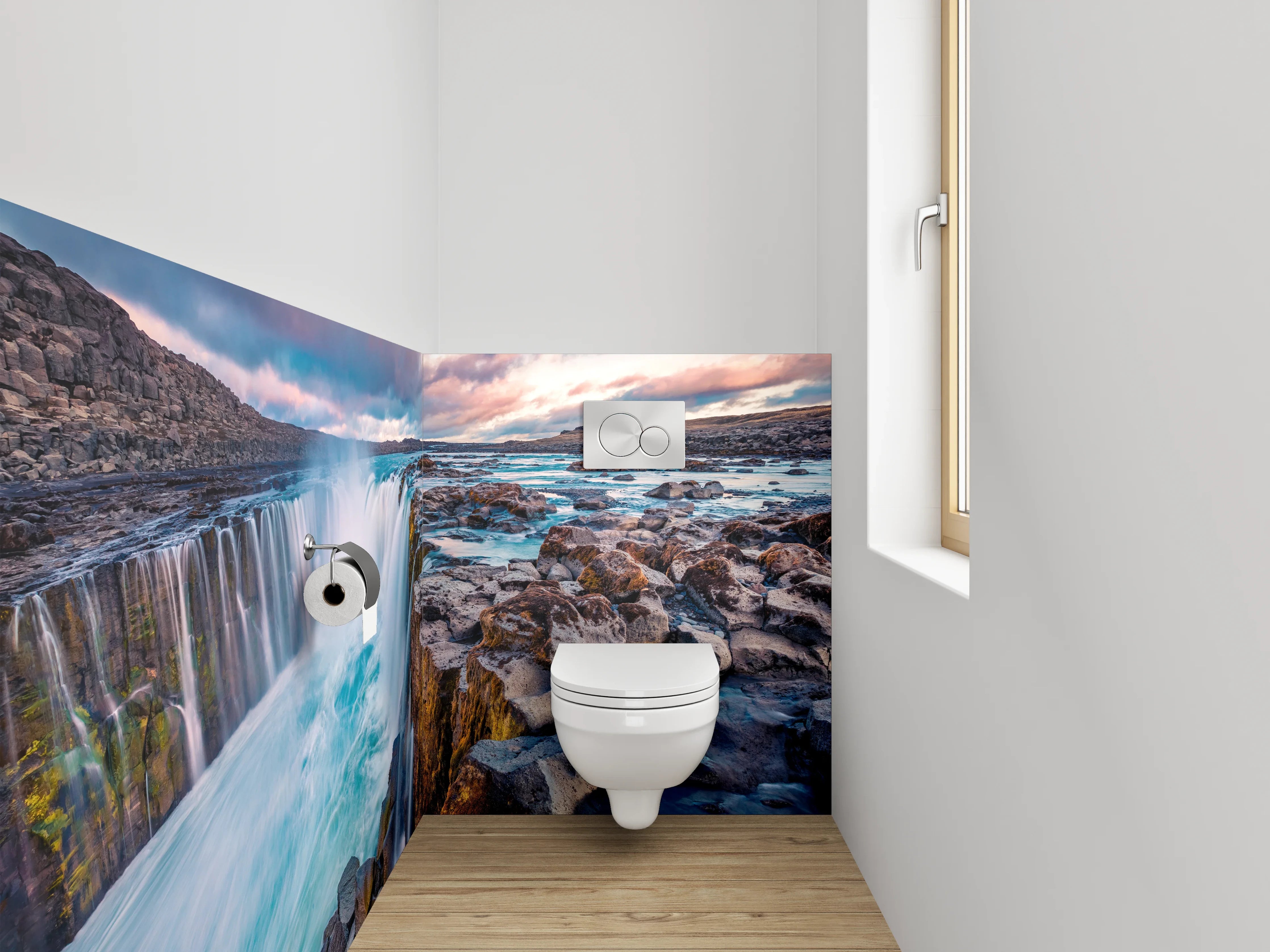 WC-Rückwand - Majestätischer Wasserfall Island Natur
