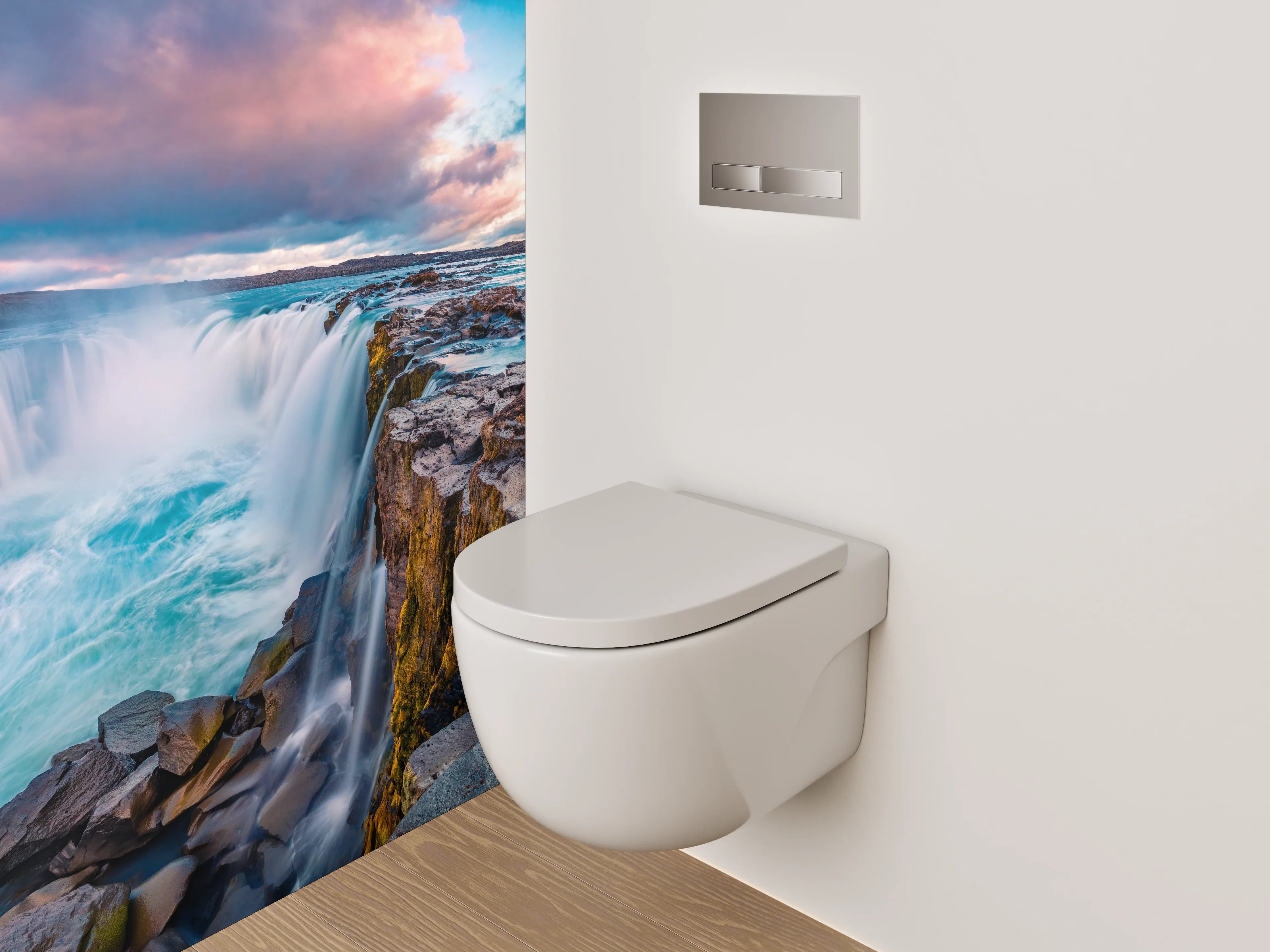 WC-Rückwand - Majestätischer Wasserfall Island Natur
