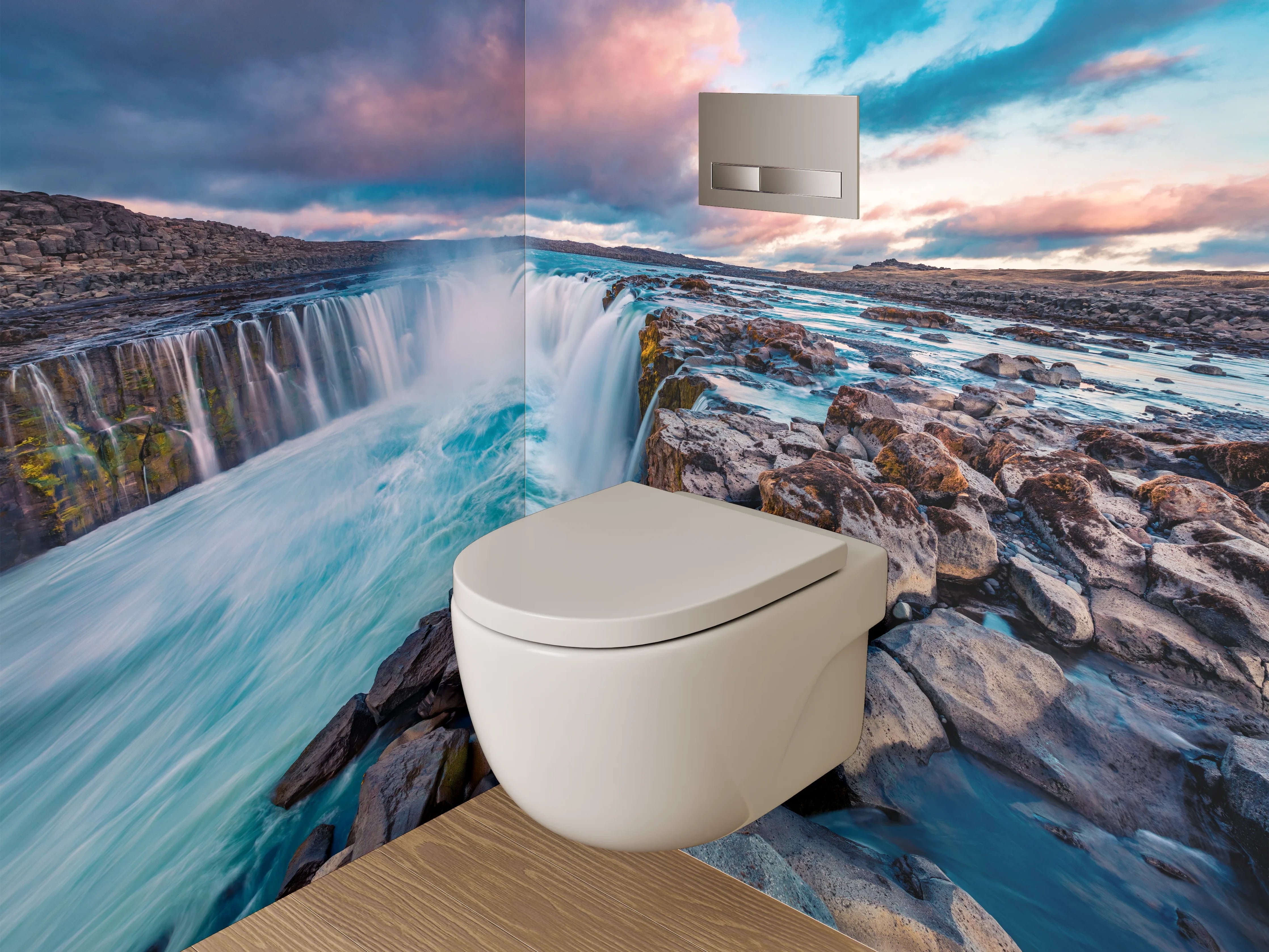 WC-Rückwand - Majestätischer Wasserfall Island Natur