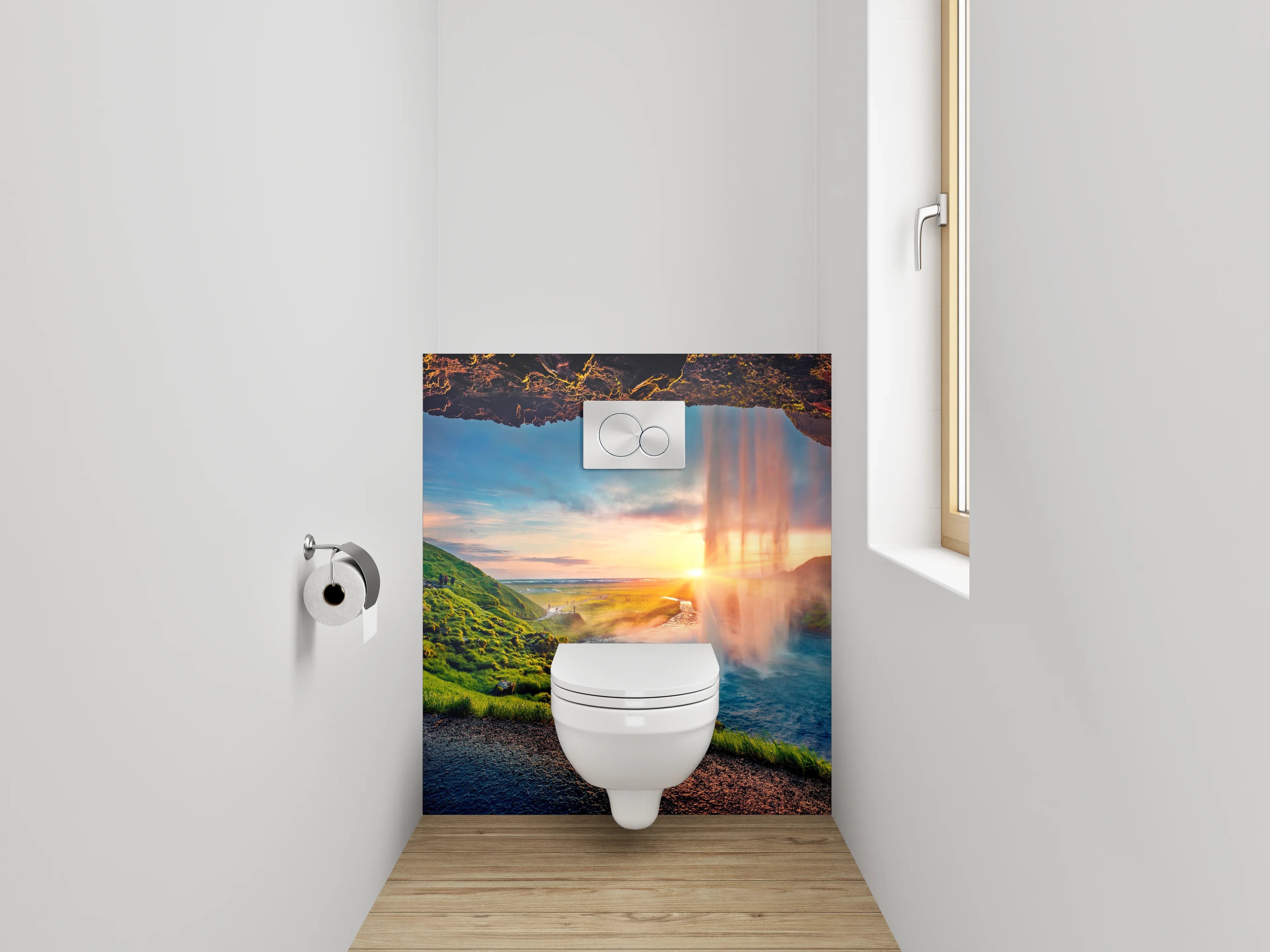 WC-Rückwand - Majestätischer Wasserfall Island Panorama
