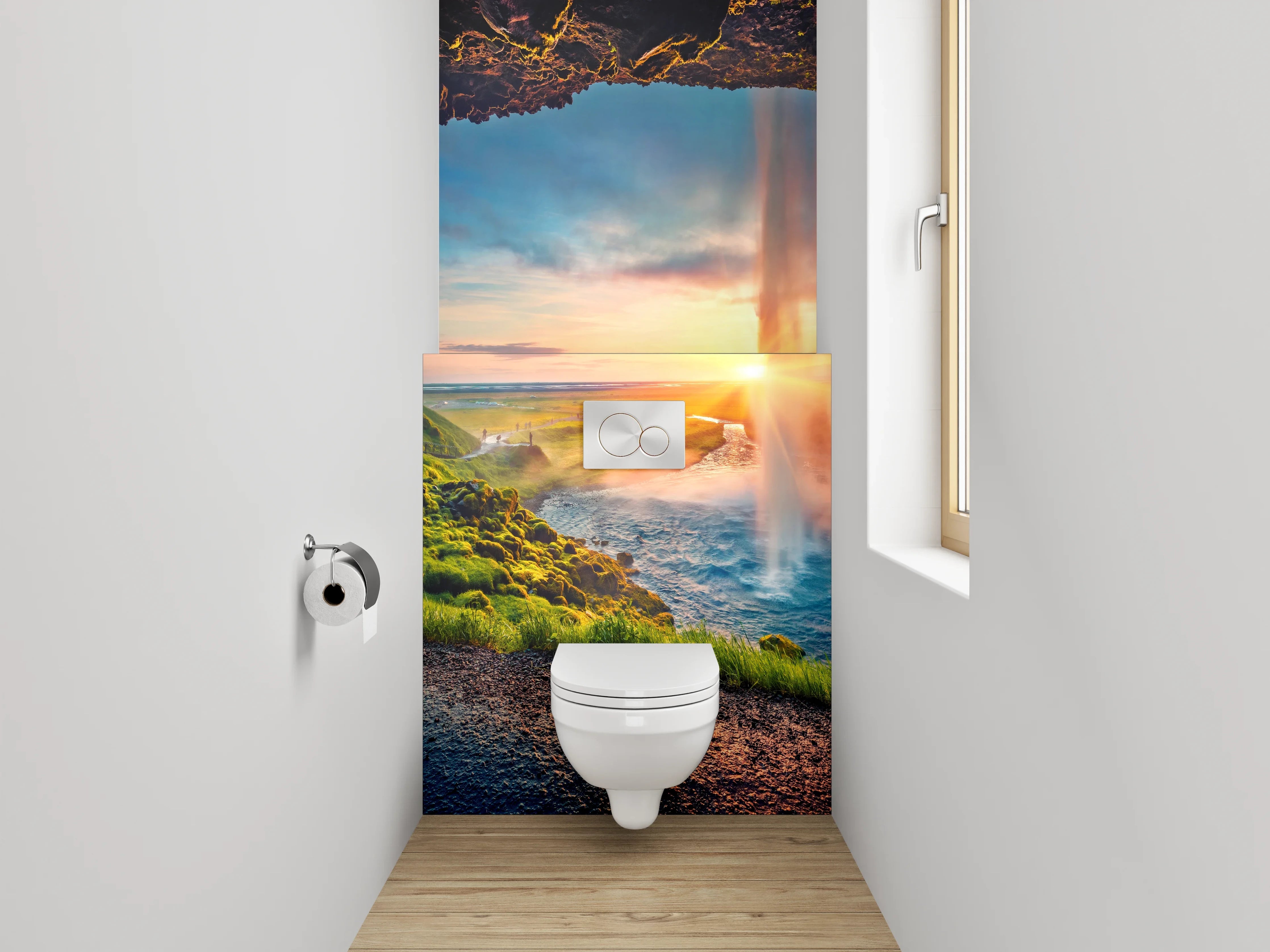 WC-Rückwand - Majestätischer Wasserfall Island Panorama