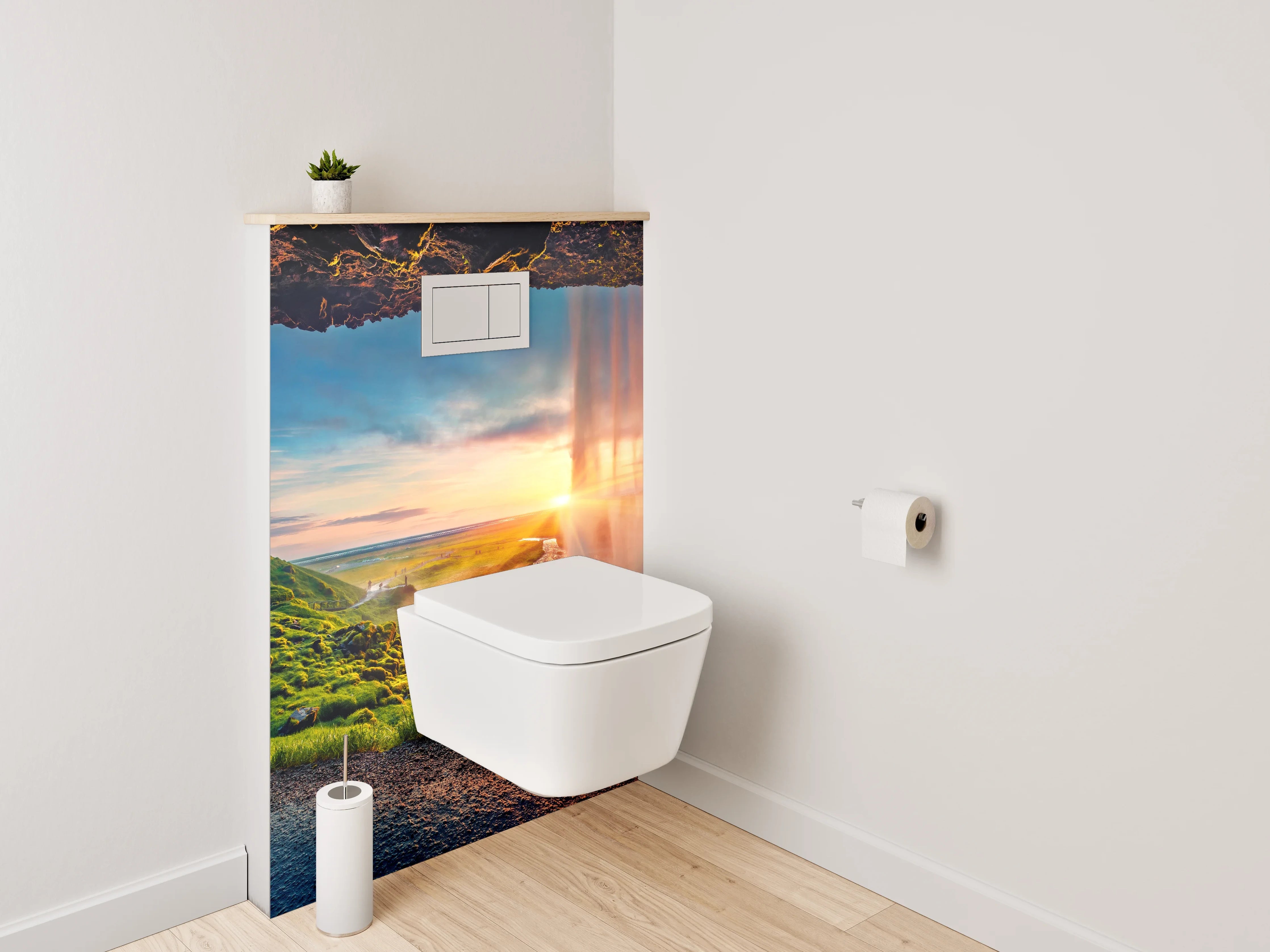 WC-Rückwand - Majestätischer Wasserfall Island Panorama