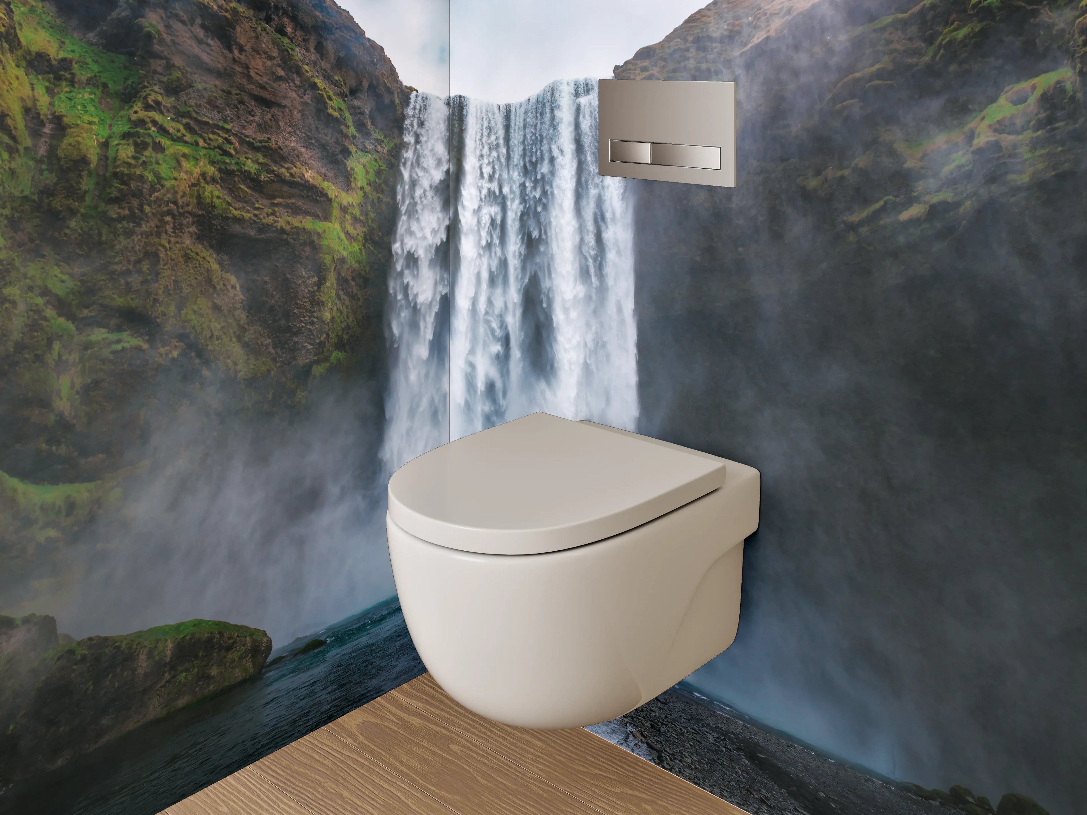 WC-Rückwand - Majestätischer Wasserfall Island