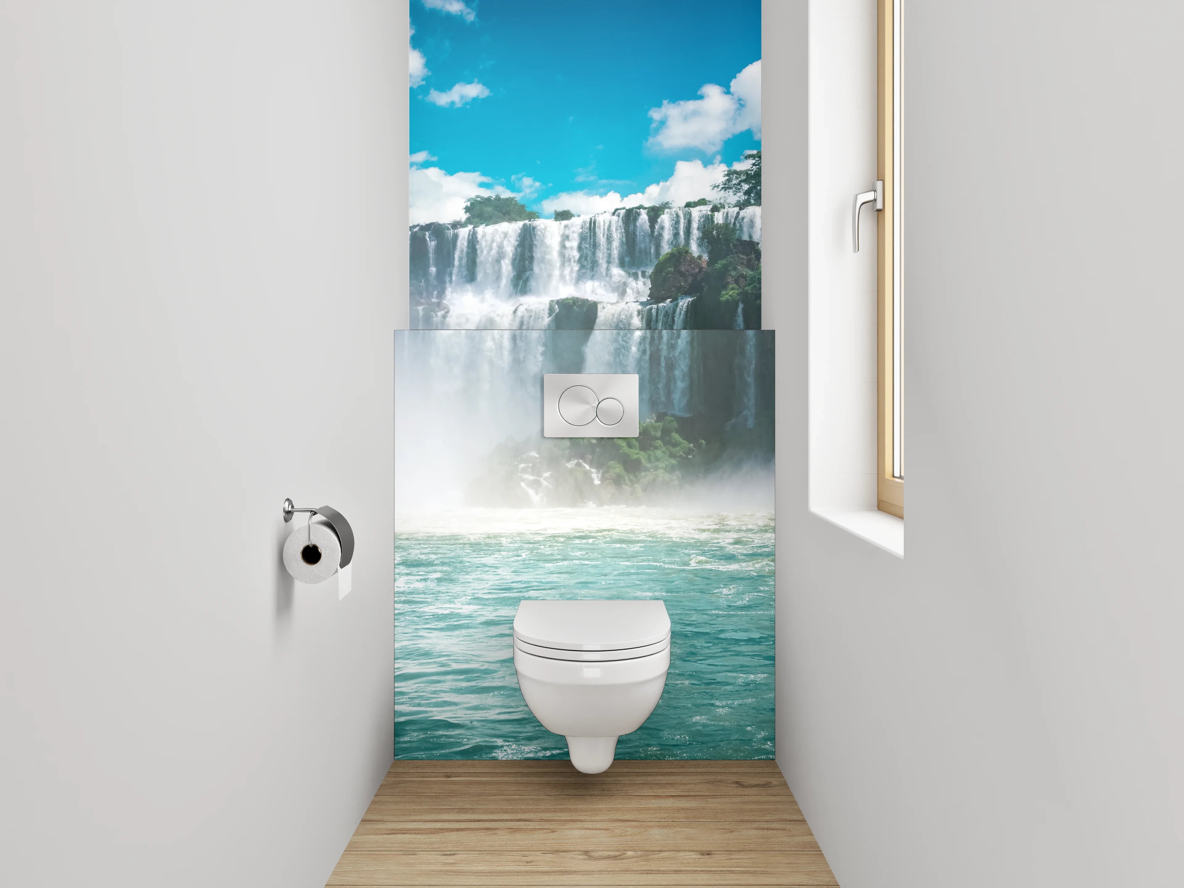 WC-Rückwand - Majestätischer Wasserfall Natur Fotomotiv