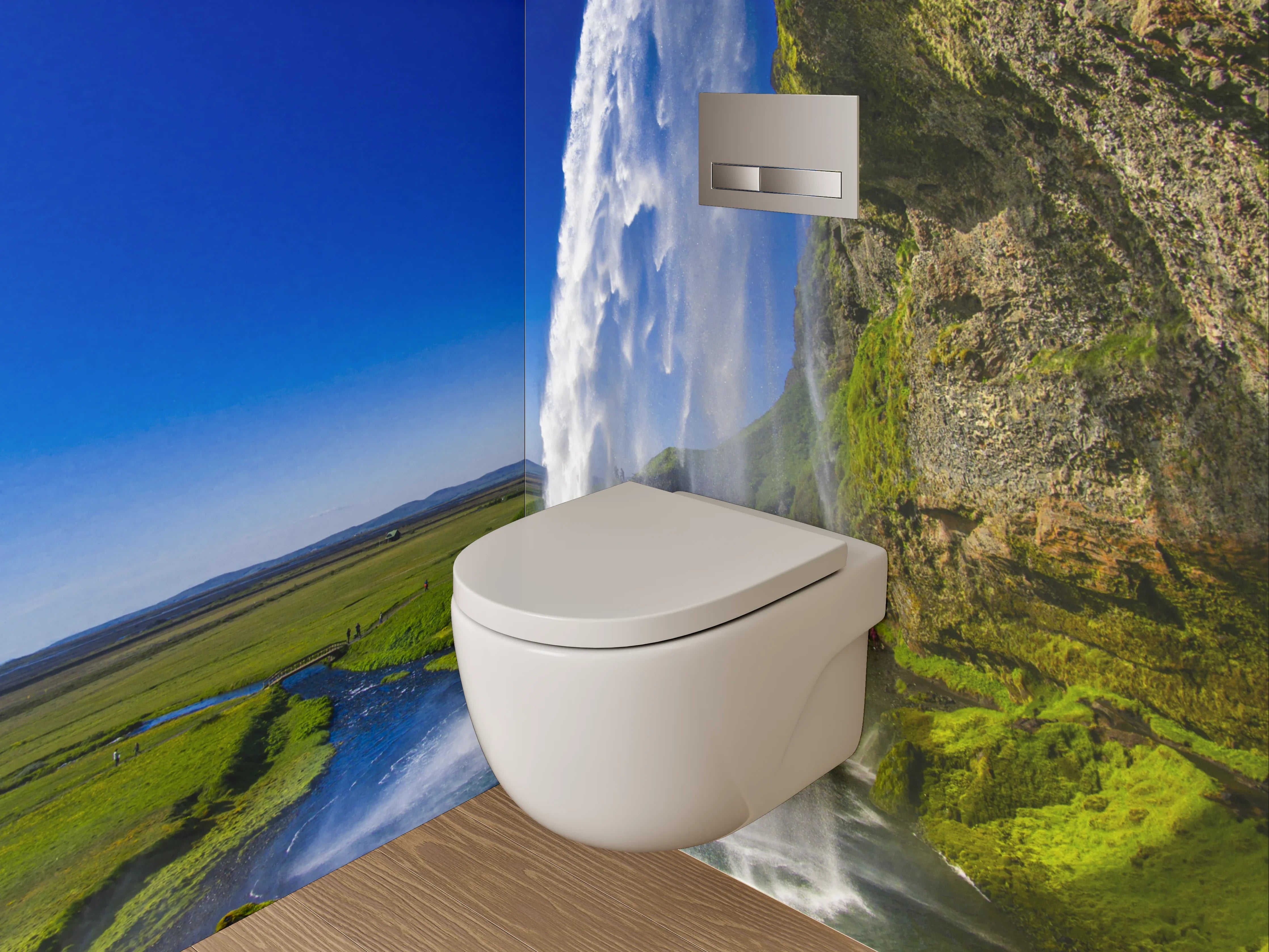 WC-Rückwand - Majestätischer Wasserfall Natur Motiv