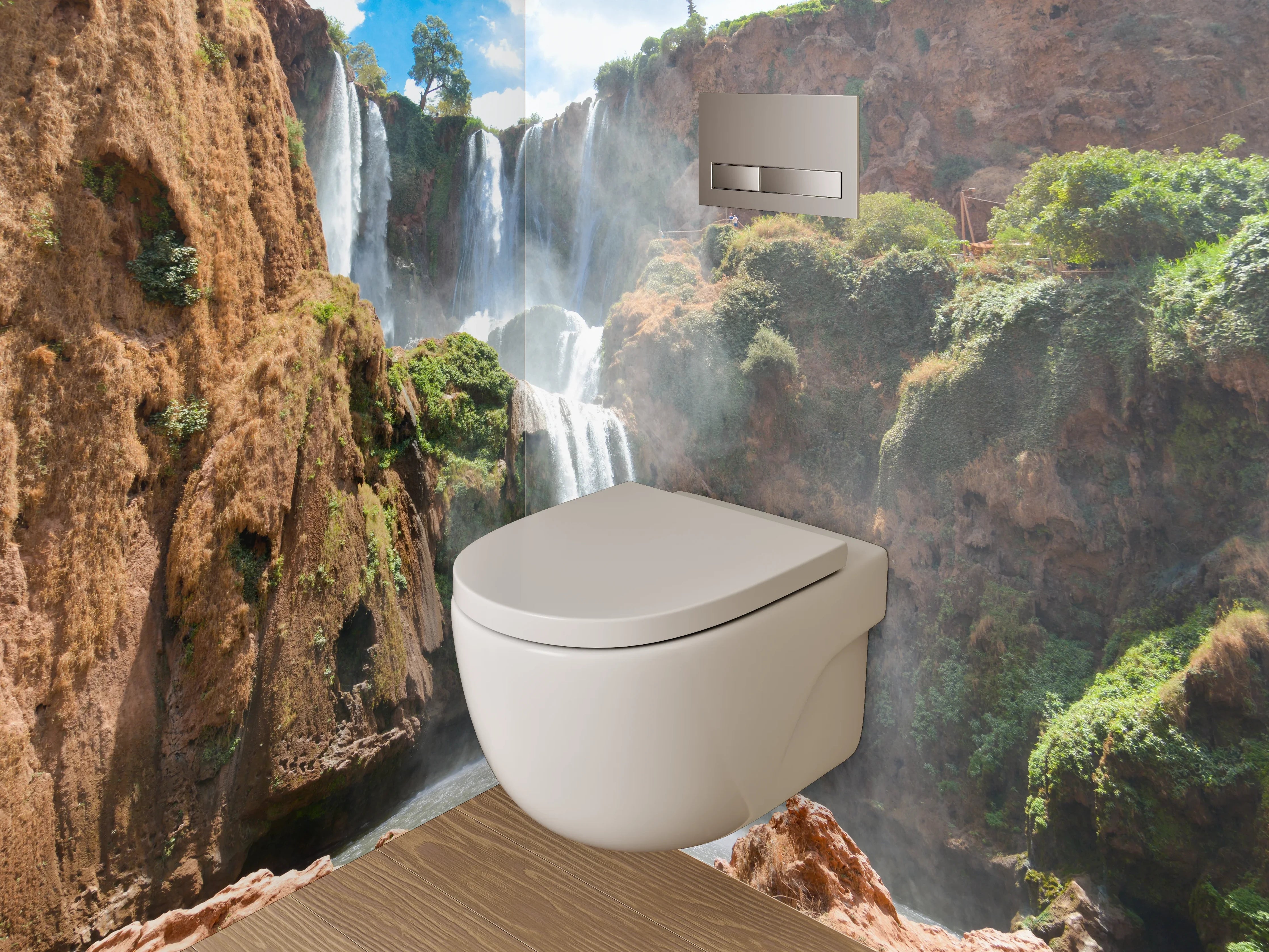 WC-Rückwand - Majestätischer Wasserfall Naturkulisse