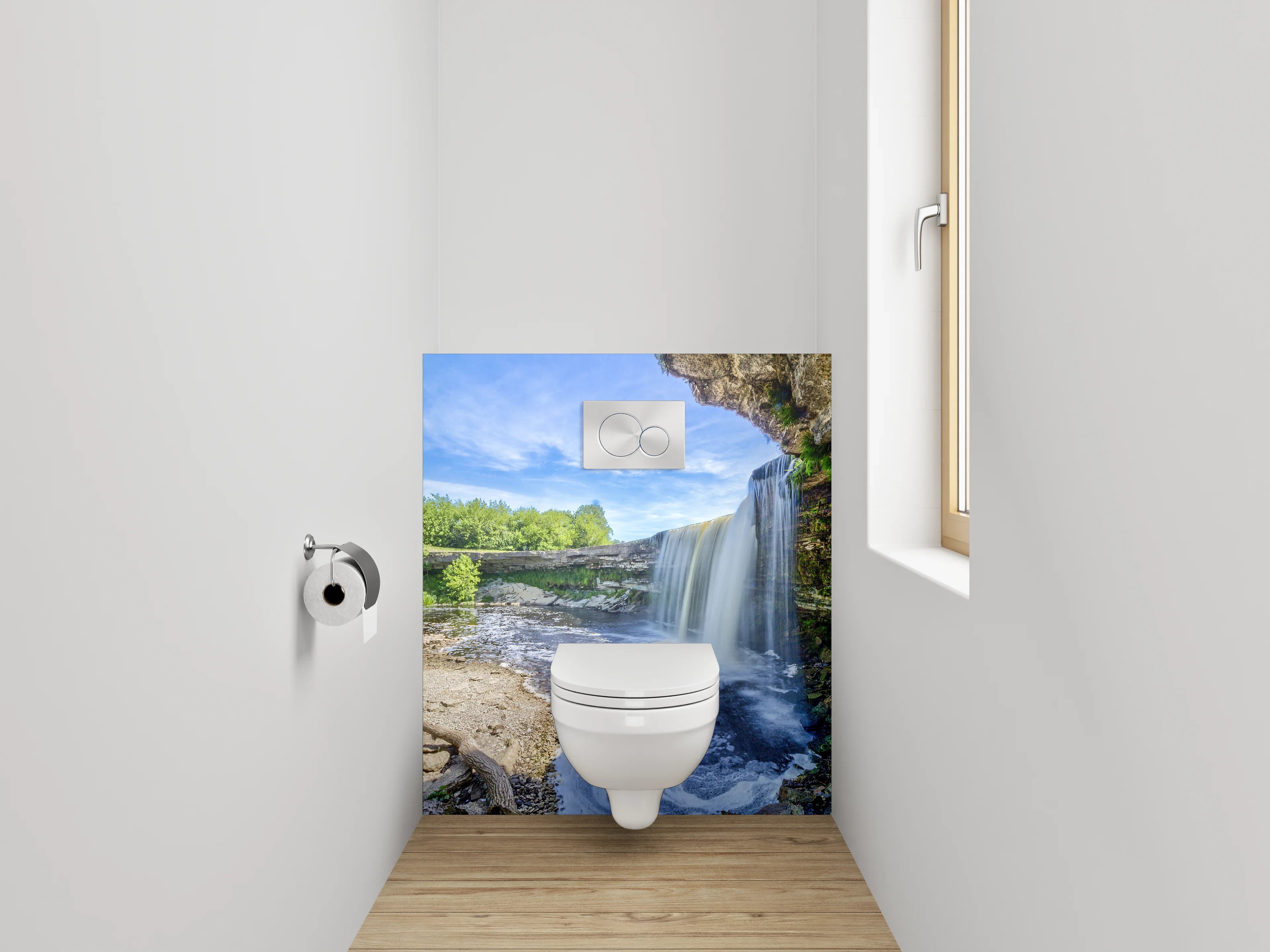WC-Rückwand - Majestätischer Wasserfall Naturmotiv